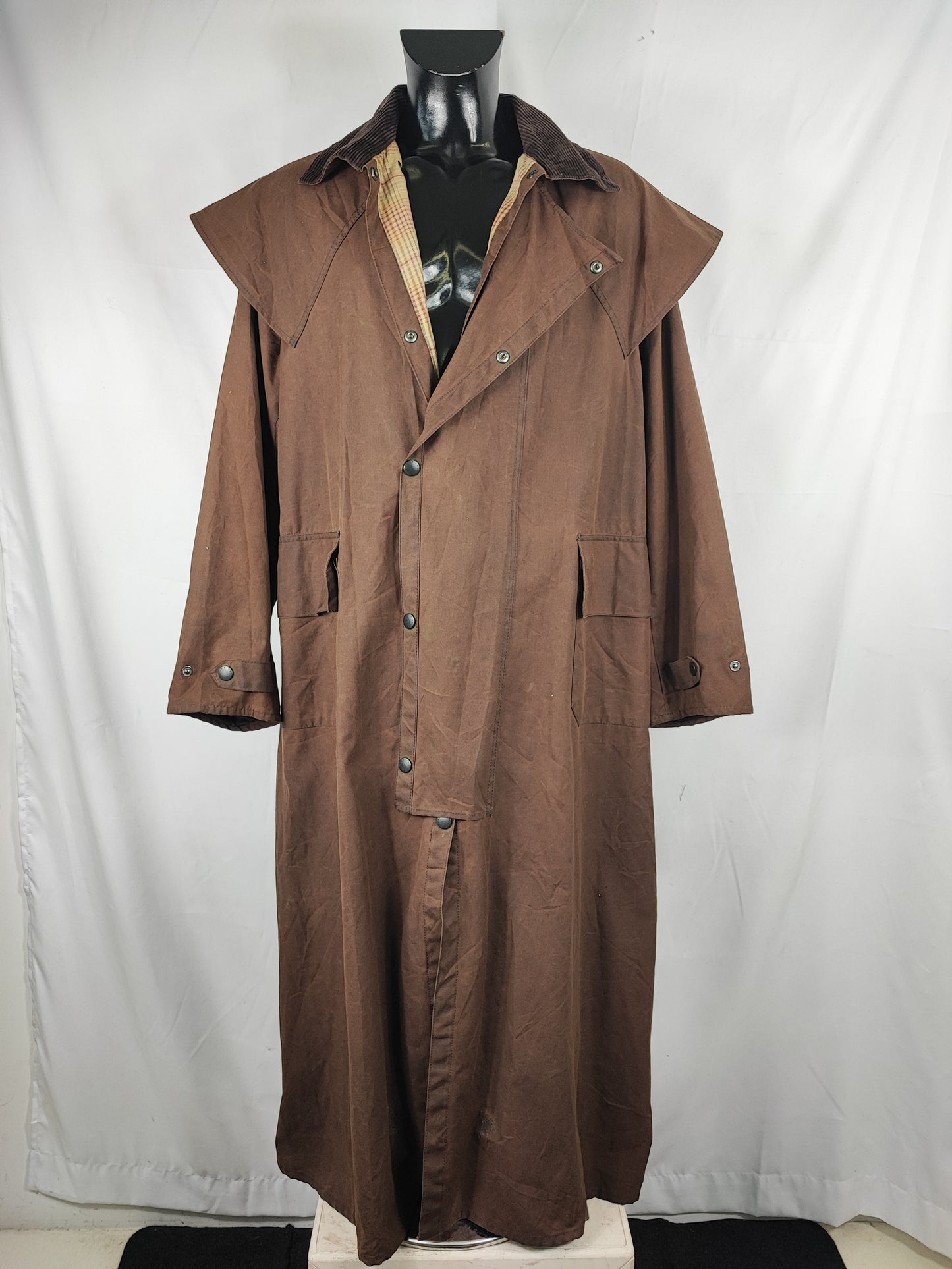 RARO Cappotto Barbour Stockman marrone Lungo Large Man Brown wax Long Coat Size Large
