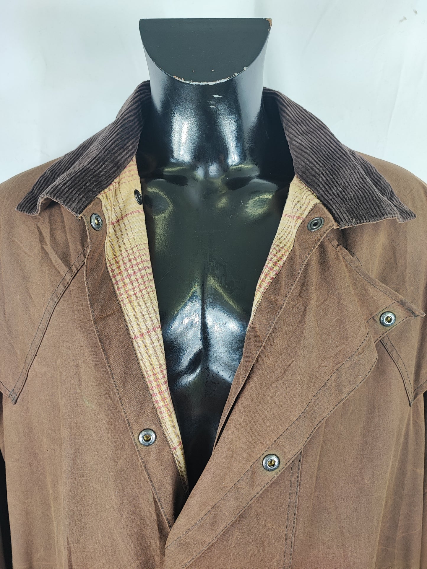 RARO Cappotto Barbour Stockman marrone Lungo Large Man Brown wax Long Coat Size Large