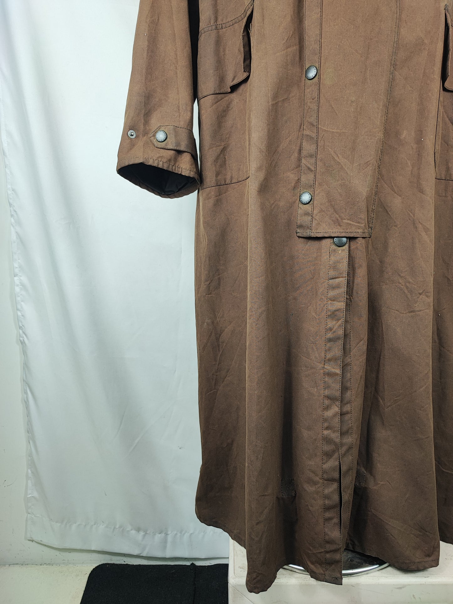 RARO Cappotto Barbour Stockman marrone Lungo Large Man Brown wax Long Coat Size Large