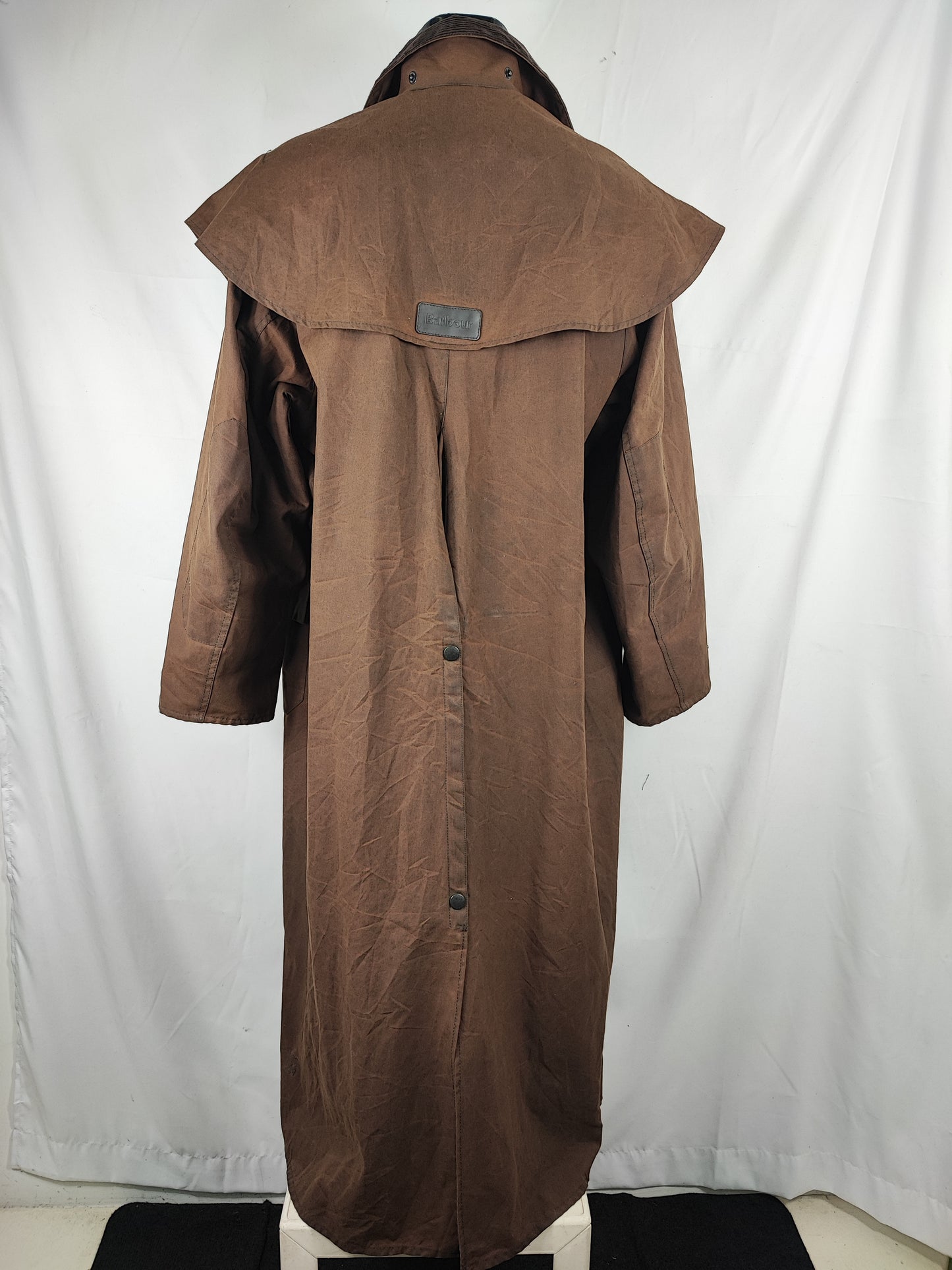 RARO Cappotto Barbour Stockman marrone Lungo Large Man Brown wax Long Coat Size Large
