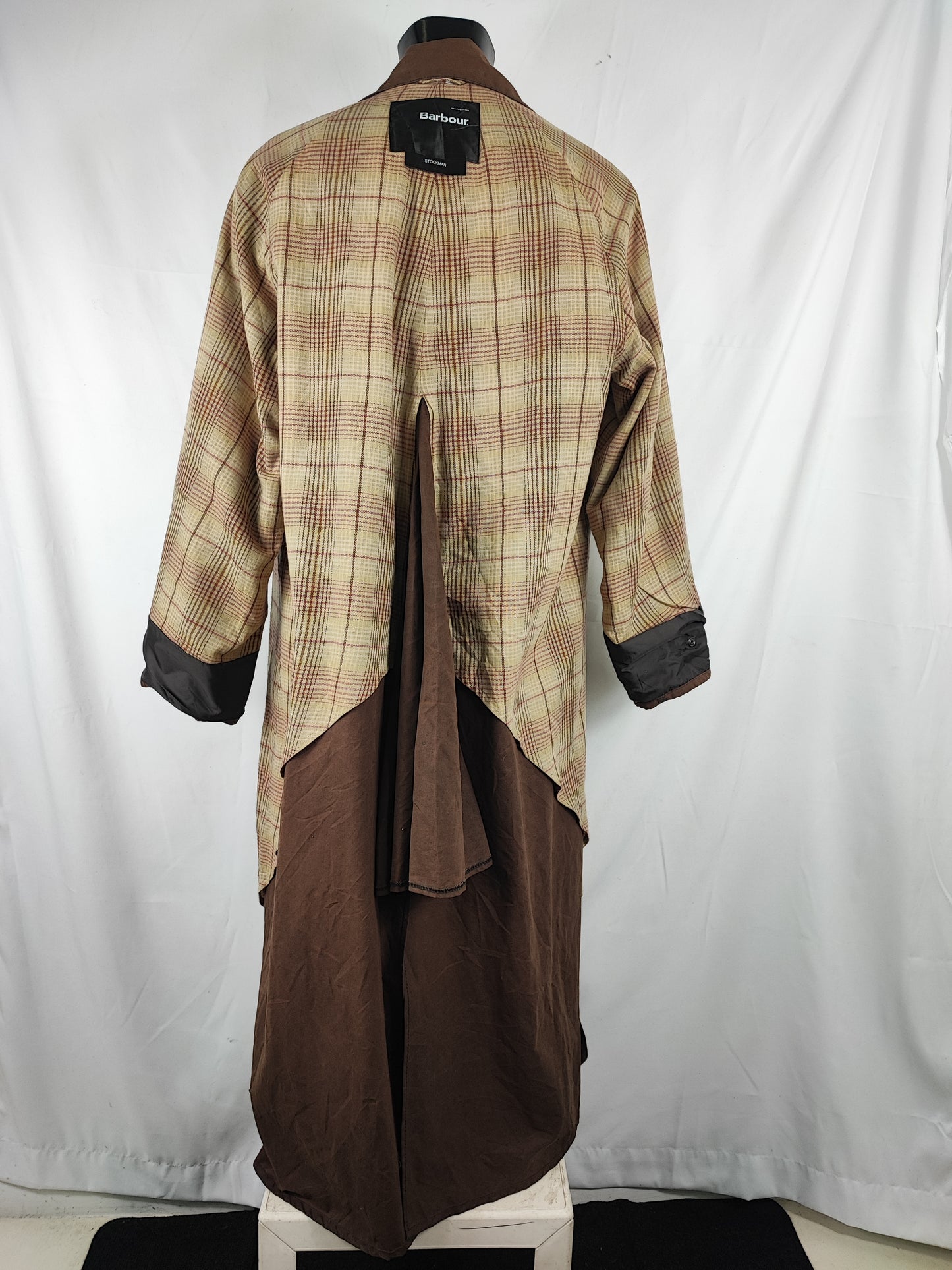 RARO Cappotto Barbour Stockman marrone Lungo Large Man Brown wax Long Coat Size Large