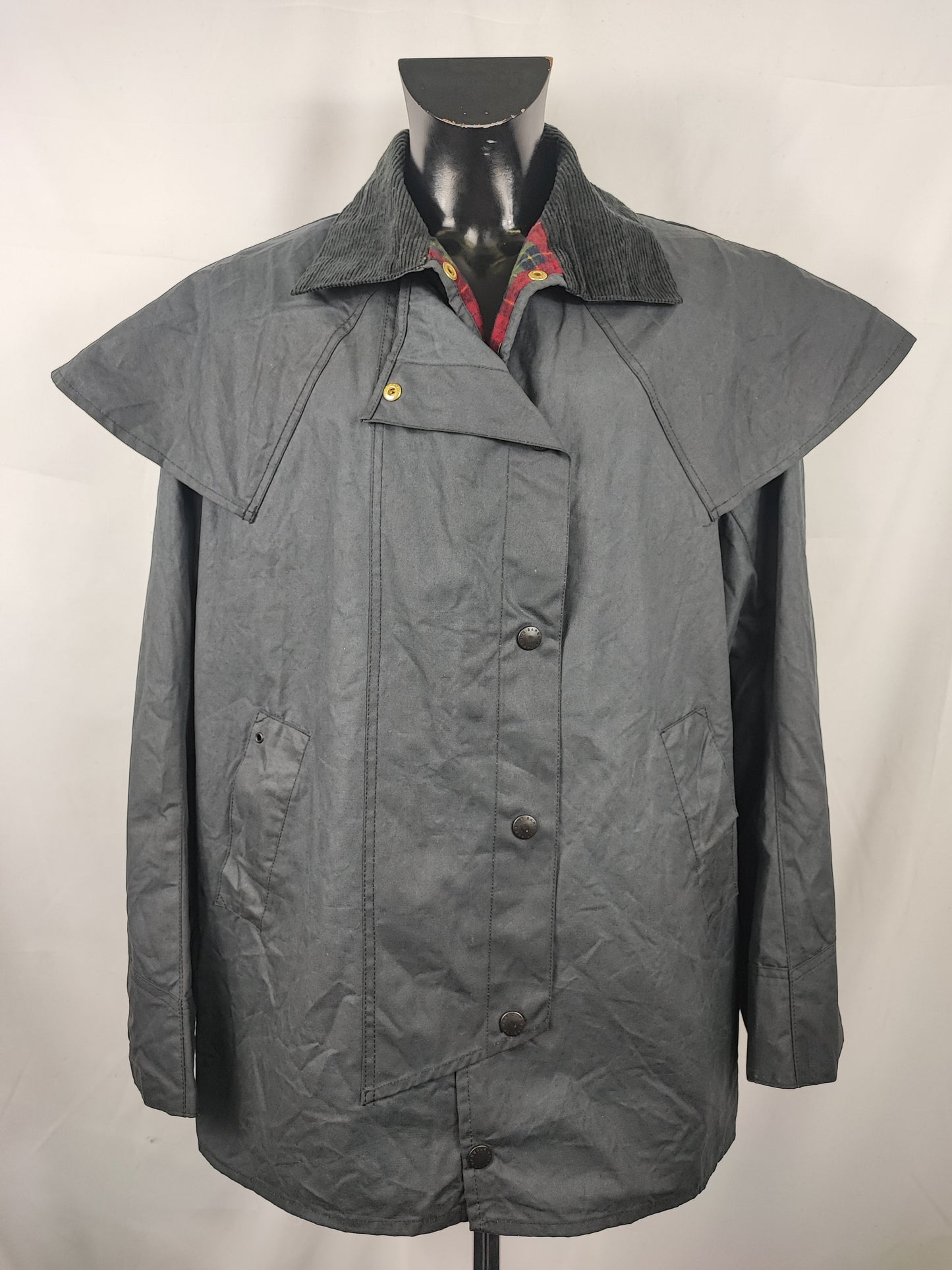 RARO Barbour Backhouse nero C42/107 cm Riding Black Wax Jacket Size Large