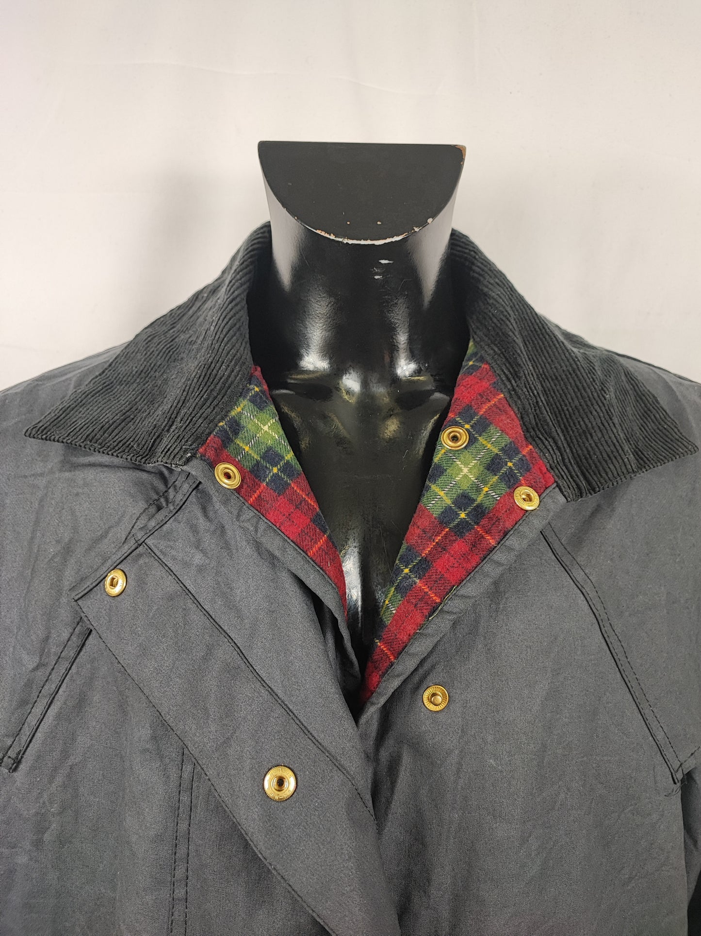 RARO Barbour Backhouse nero C42/107 cm Riding Black Wax Jacket Size Large