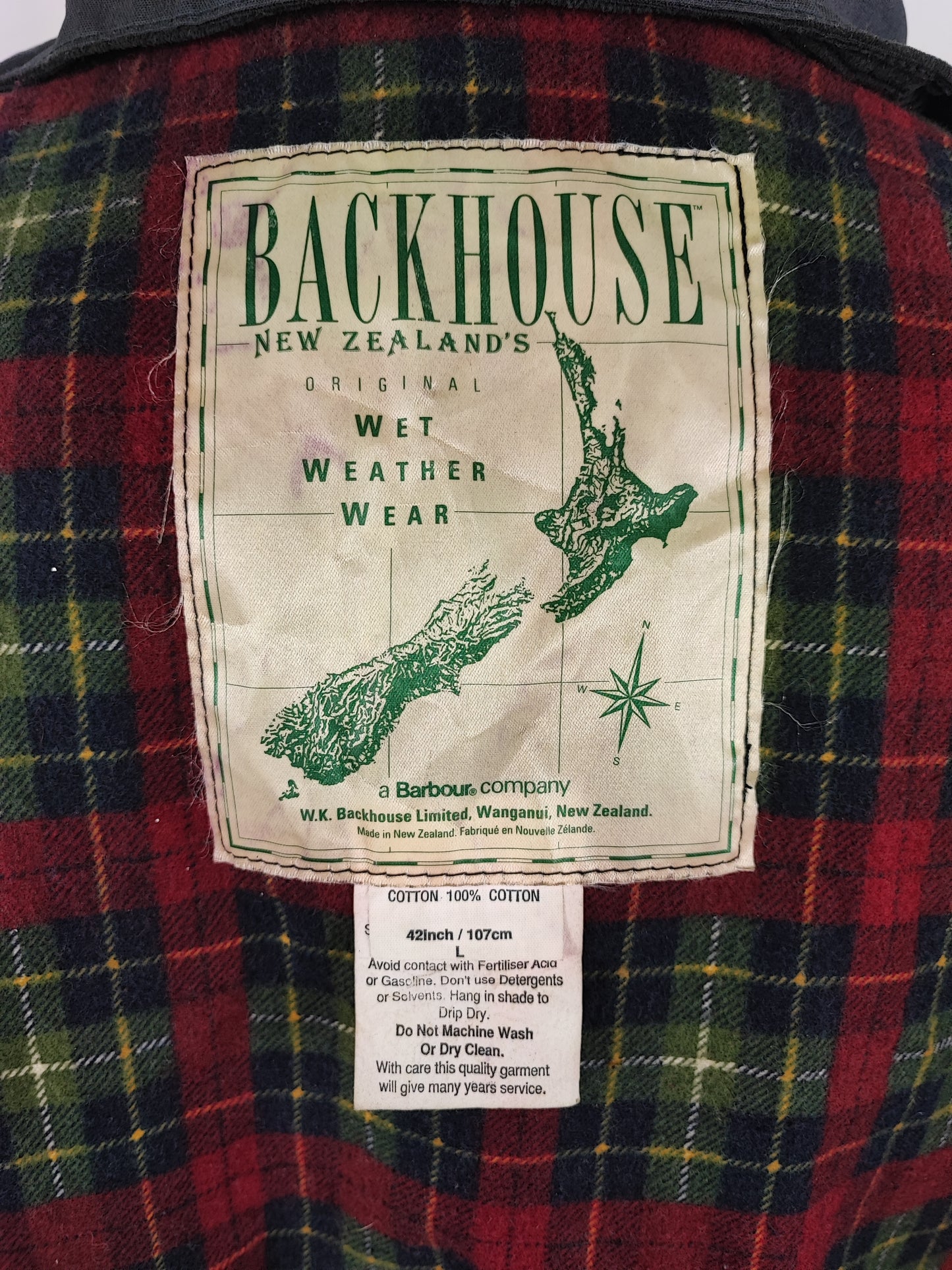 RARO Barbour Backhouse nero C42/107 cm Riding Black Wax Jacket Size Large