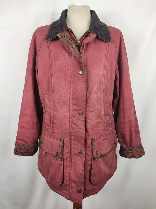 Giacca Barbour Beadnell Rosa Unisex Uk12 tg.42 ita - Waddesdon Beadnell Red with tweed trim Uk12