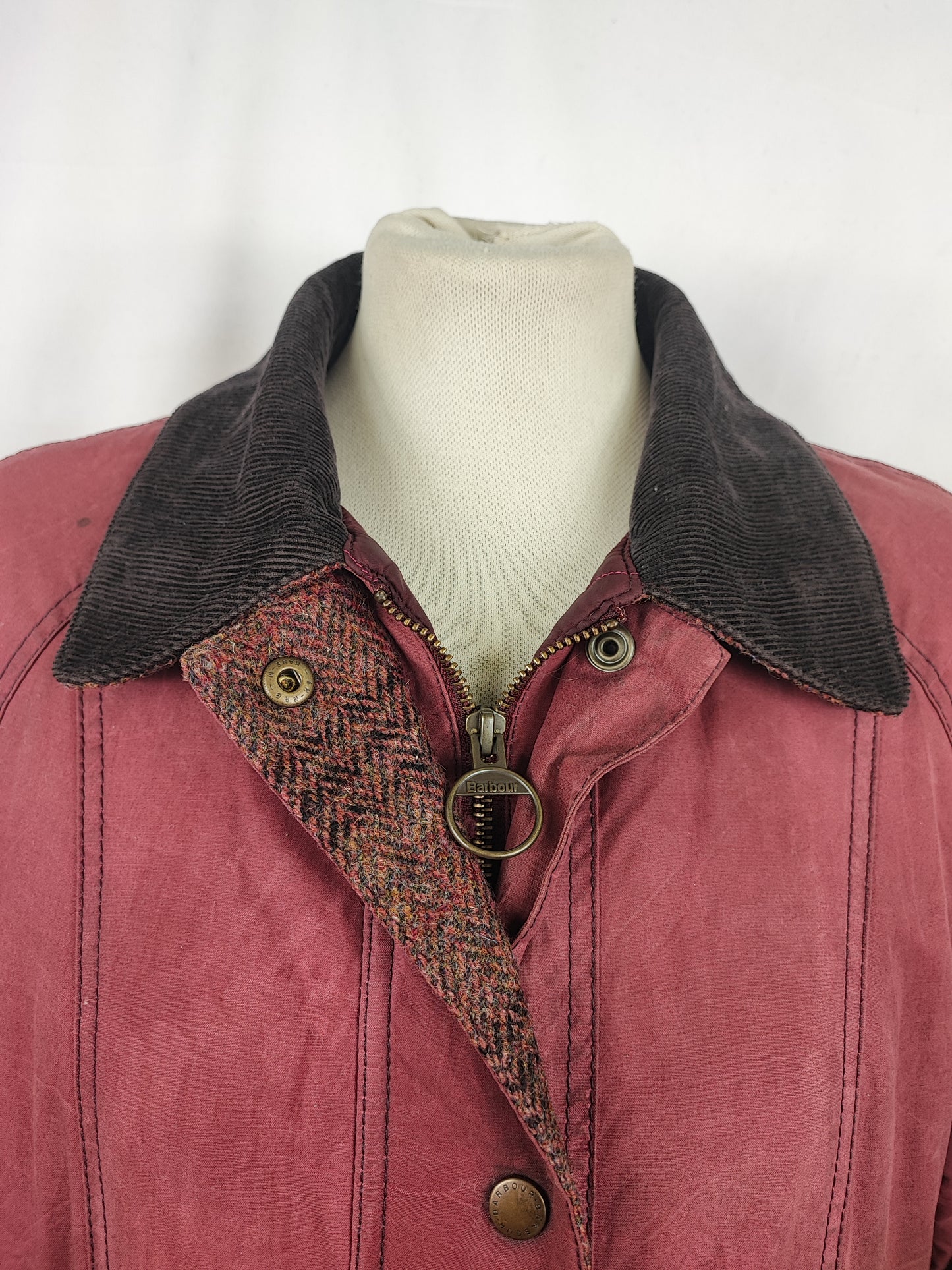 Giacca Barbour Beadnell Rosa Unisex Uk12 tg.42 ita - Waddesdon Beadnell Red with tweed trim Uk12