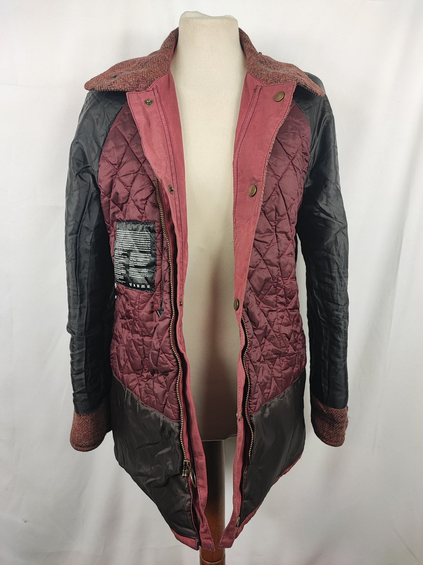 Giacca Barbour Beadnell Rosa Unisex Uk12 tg.42 ita - Waddesdon Beadnell Red with tweed trim Uk12