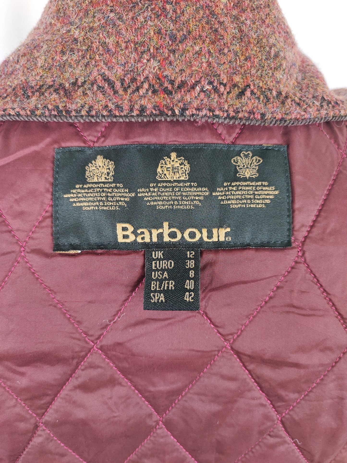 Giacca Barbour Beadnell Rosa Unisex Uk12 tg.42 ita - Waddesdon Beadnell Red with tweed trim Uk12