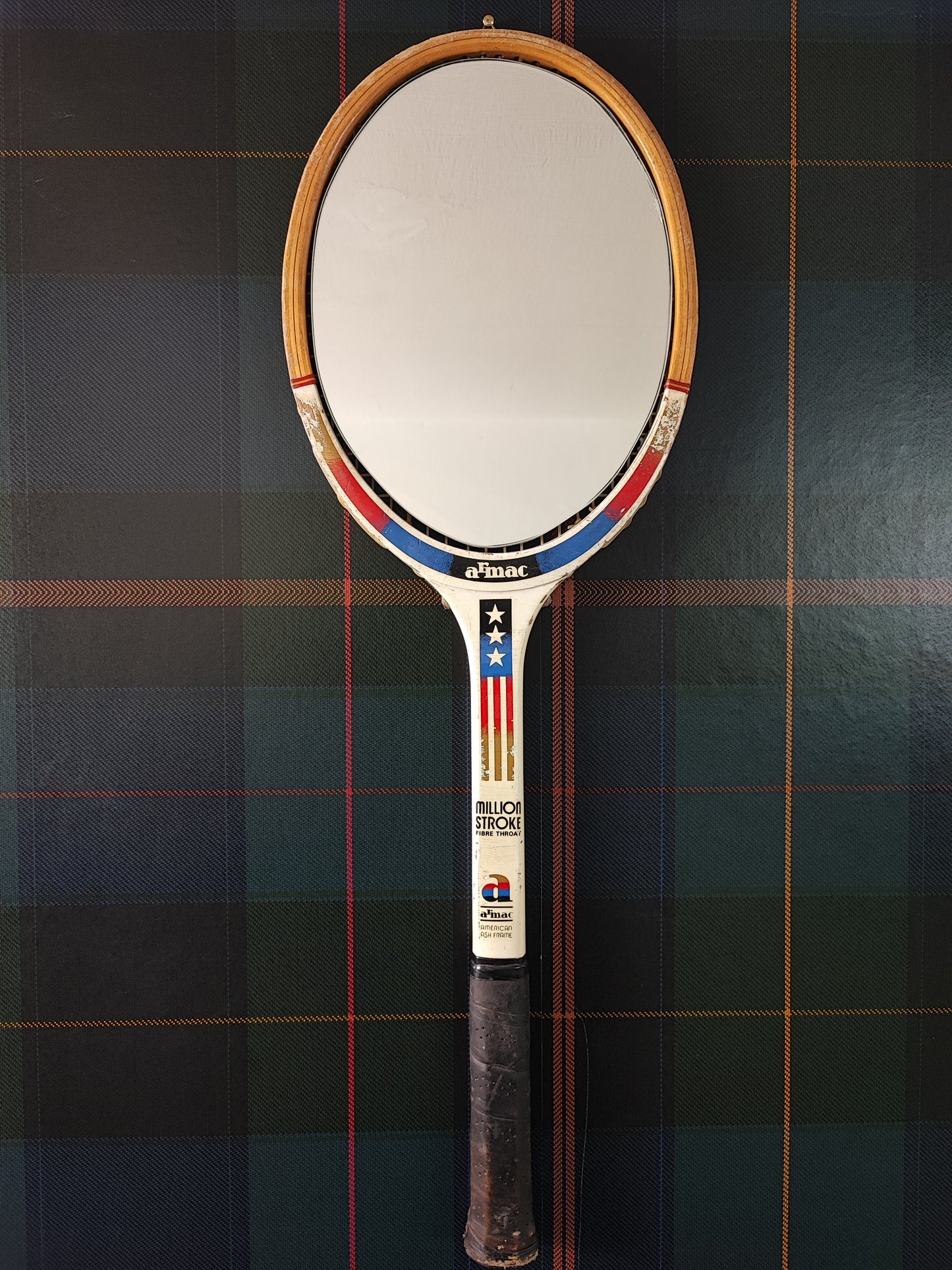Racchetta Vintage in Legno Million Stroke con Specchio- Vintage Mirror tennis Million Stroke wood Racket