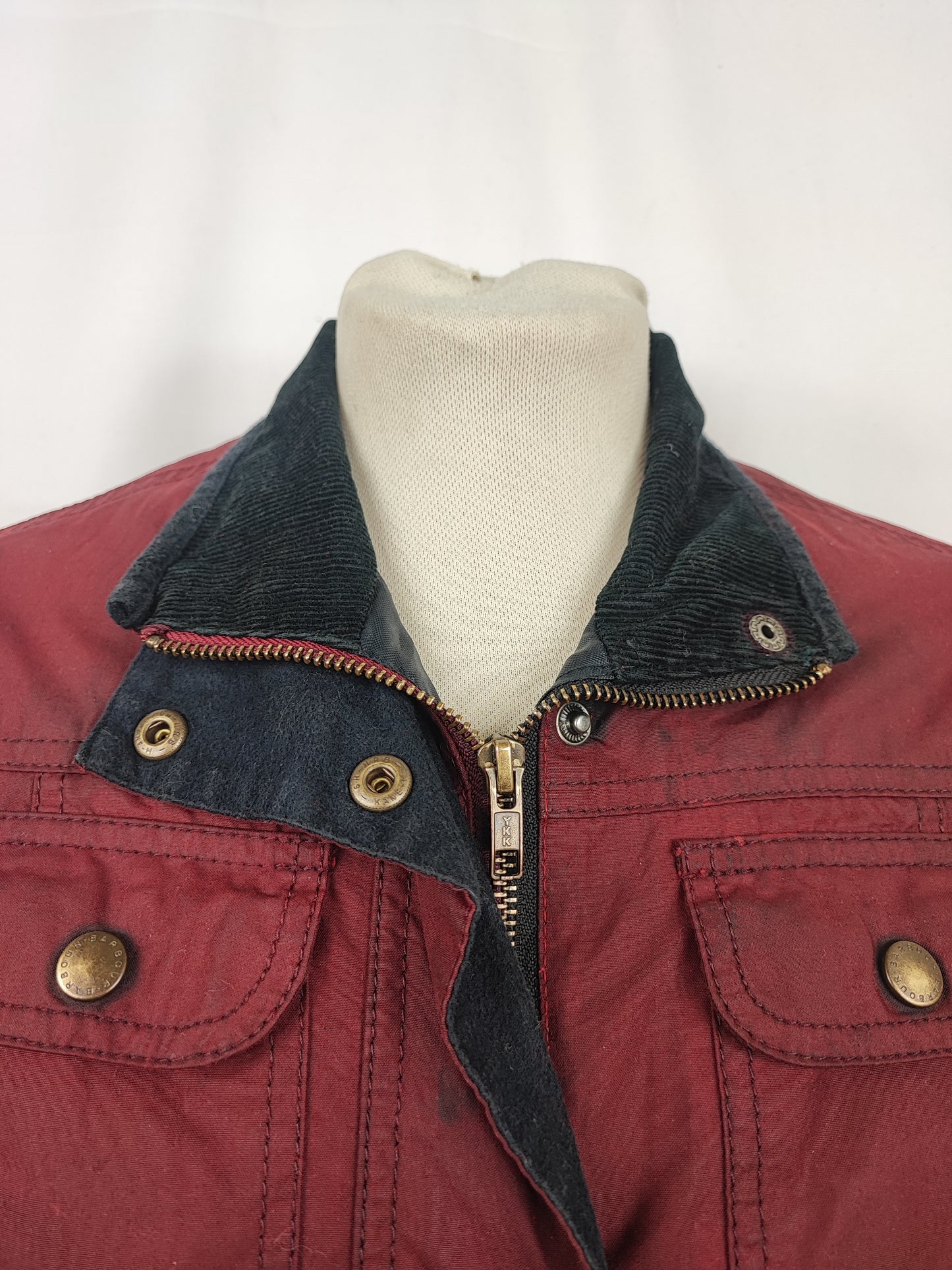 Barbour Giacca corta rossa donna Small Tg. 40 Morris Red Wax Utility Jacket Size UK10