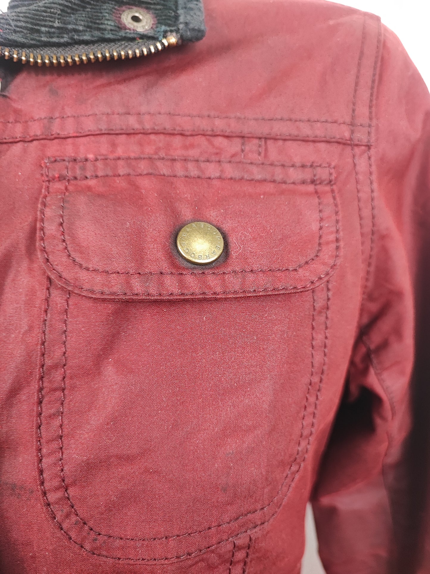 Barbour Giacca corta rossa donna Small Tg. 40 Morris Red Wax Utility Jacket Size UK10