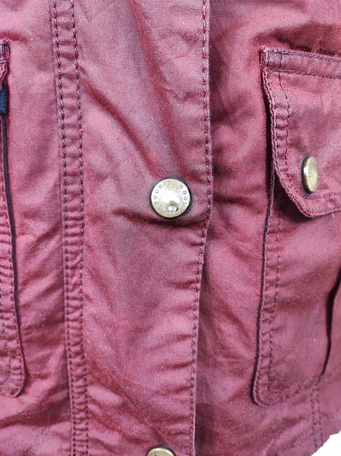 Barbour Giacca corta rossa donna Small Tg. 40 Morris Red Wax Utility Jacket Size UK10