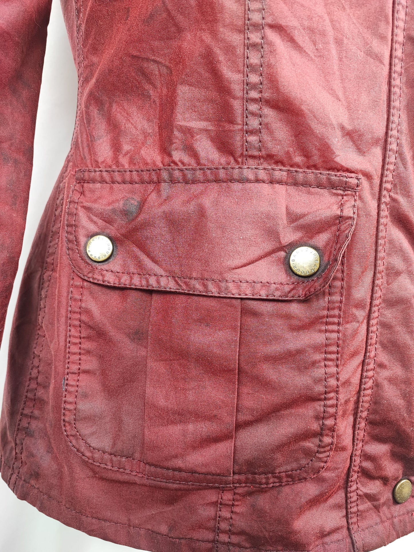 Barbour Giacca corta rossa donna Small Tg. 40 Morris Red Wax Utility Jacket Size UK10
