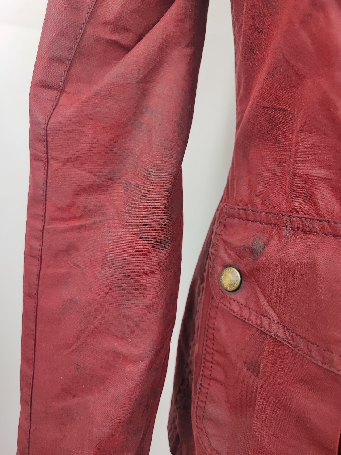 Barbour Giacca corta rossa donna Small Tg. 40 Morris Red Wax Utility Jacket Size UK10