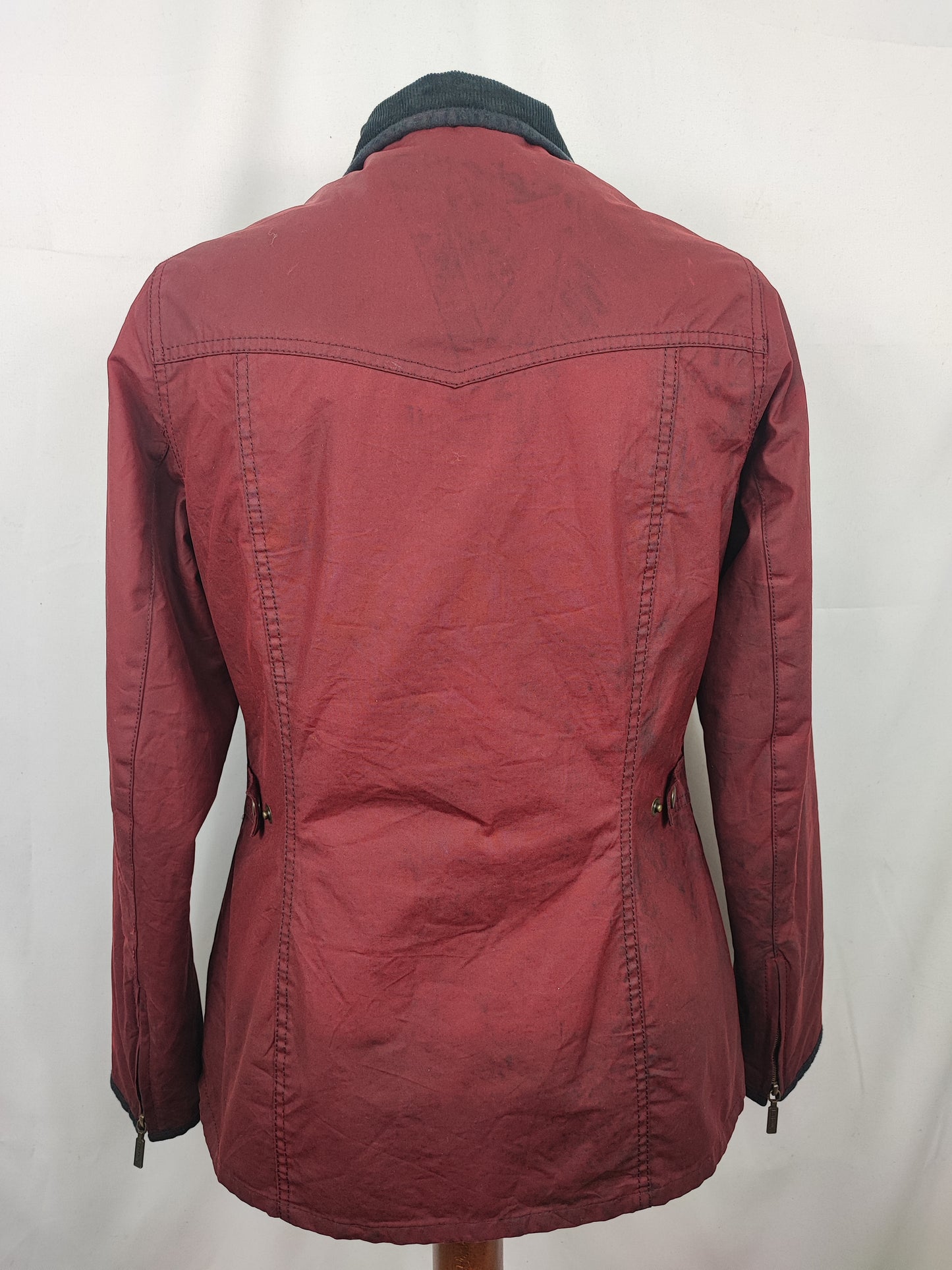 Barbour Giacca corta rossa donna Small Tg. 40 Morris Red Wax Utility Jacket Size UK10
