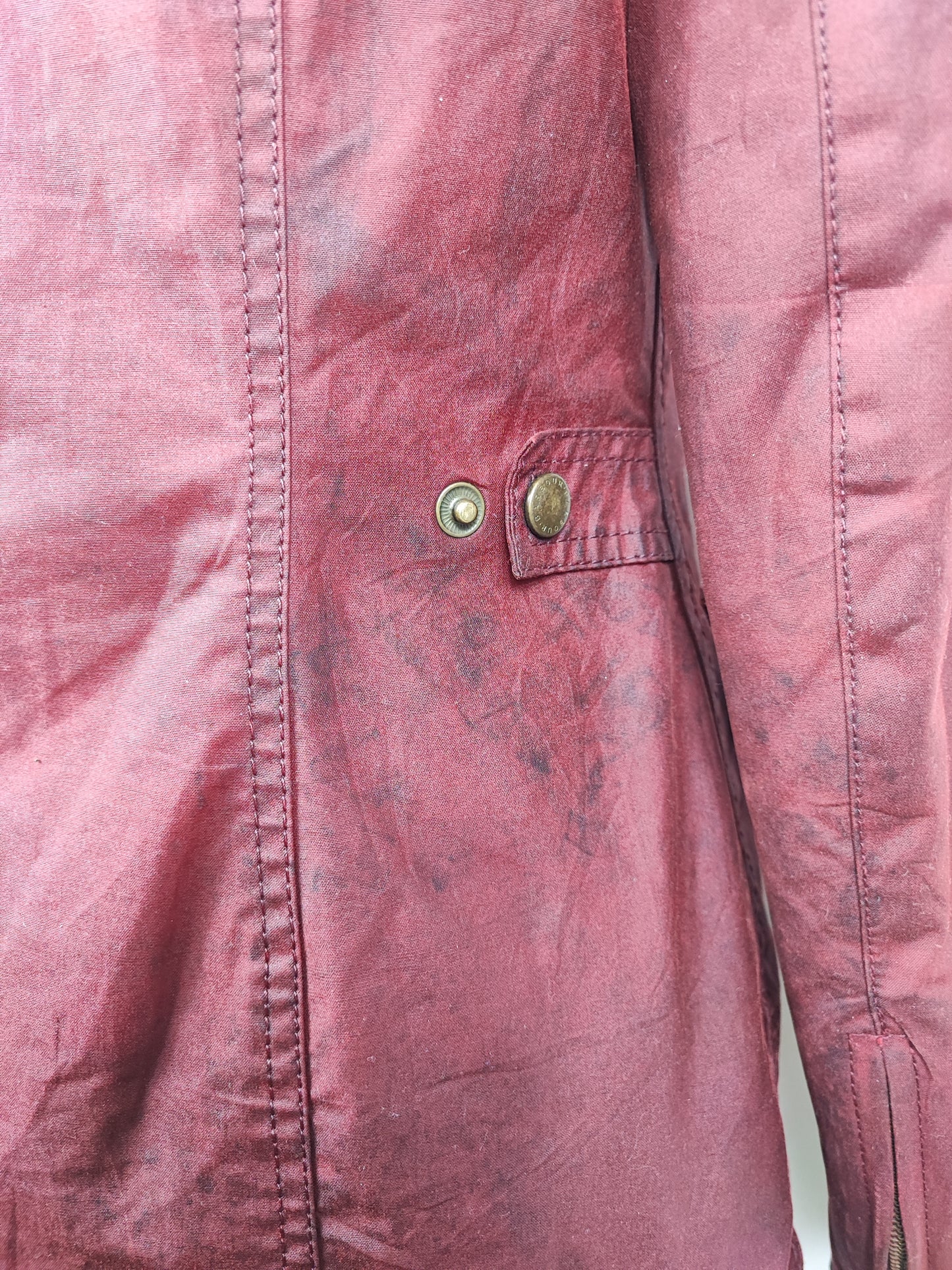 Barbour Giacca corta rossa donna Small Tg. 40 Morris Red Wax Utility Jacket Size UK10