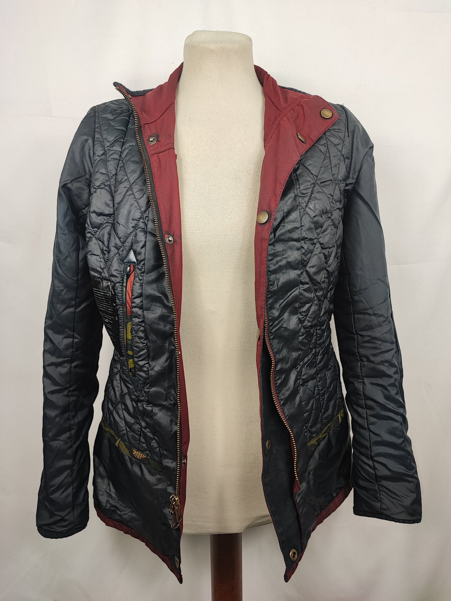 Barbour Giacca corta rossa donna Small Tg. 40 Morris Red Wax Utility Jacket Size UK10
