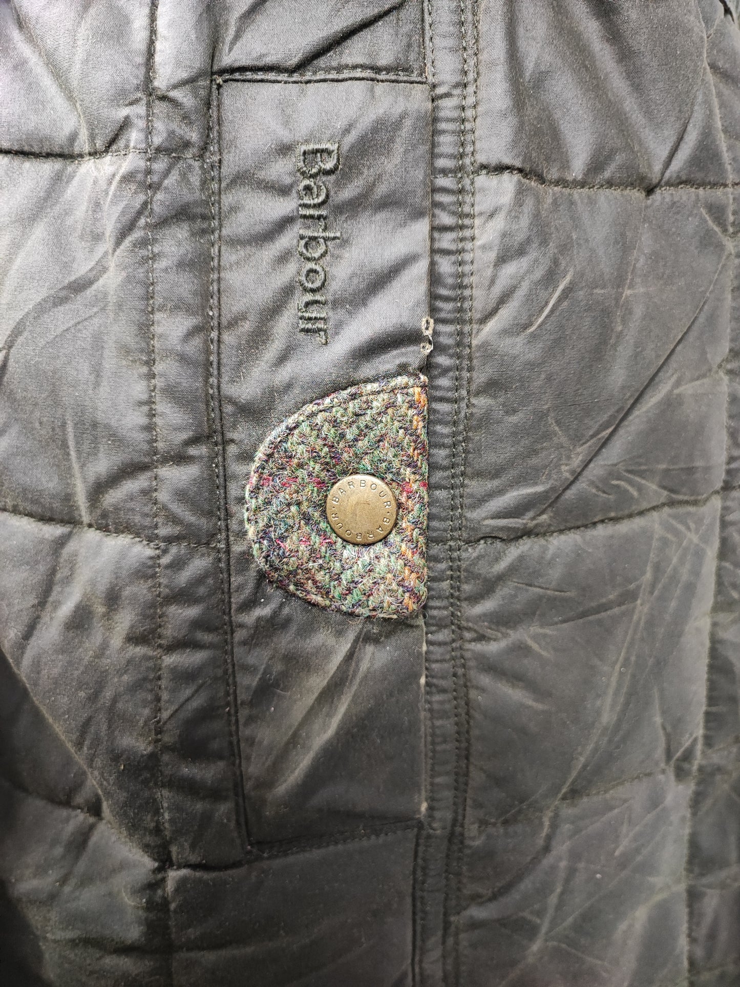 Giacca Barbour da Donna verde in cotone cerato uk 12 tg.42 Olive Lady winter coat with hood size M