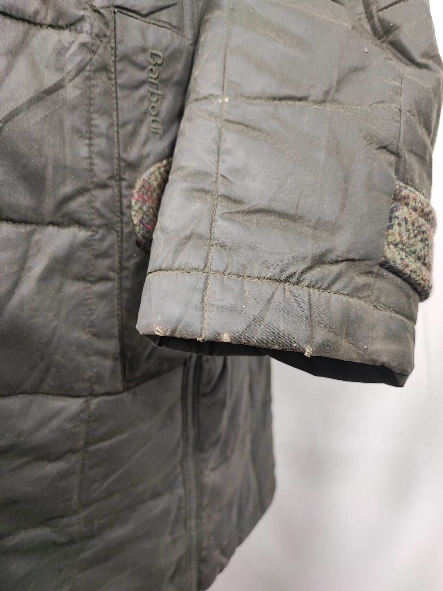 Giacca Barbour da Donna verde in cotone cerato uk 12 tg.42 Olive Lady winter coat with hood size M