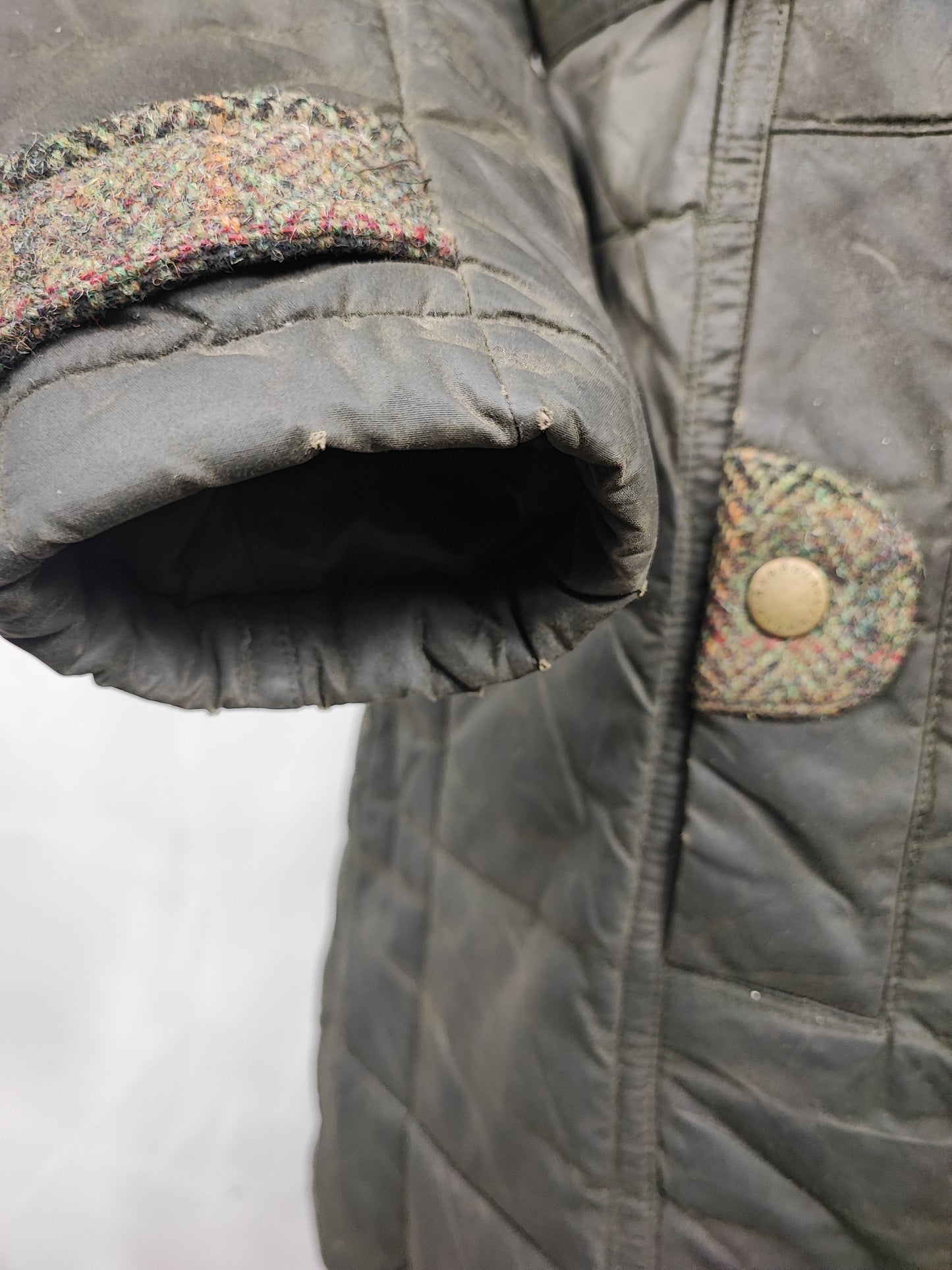 Giacca Barbour da Donna verde in cotone cerato uk 12 tg.42 Olive Lady winter coat with hood size M