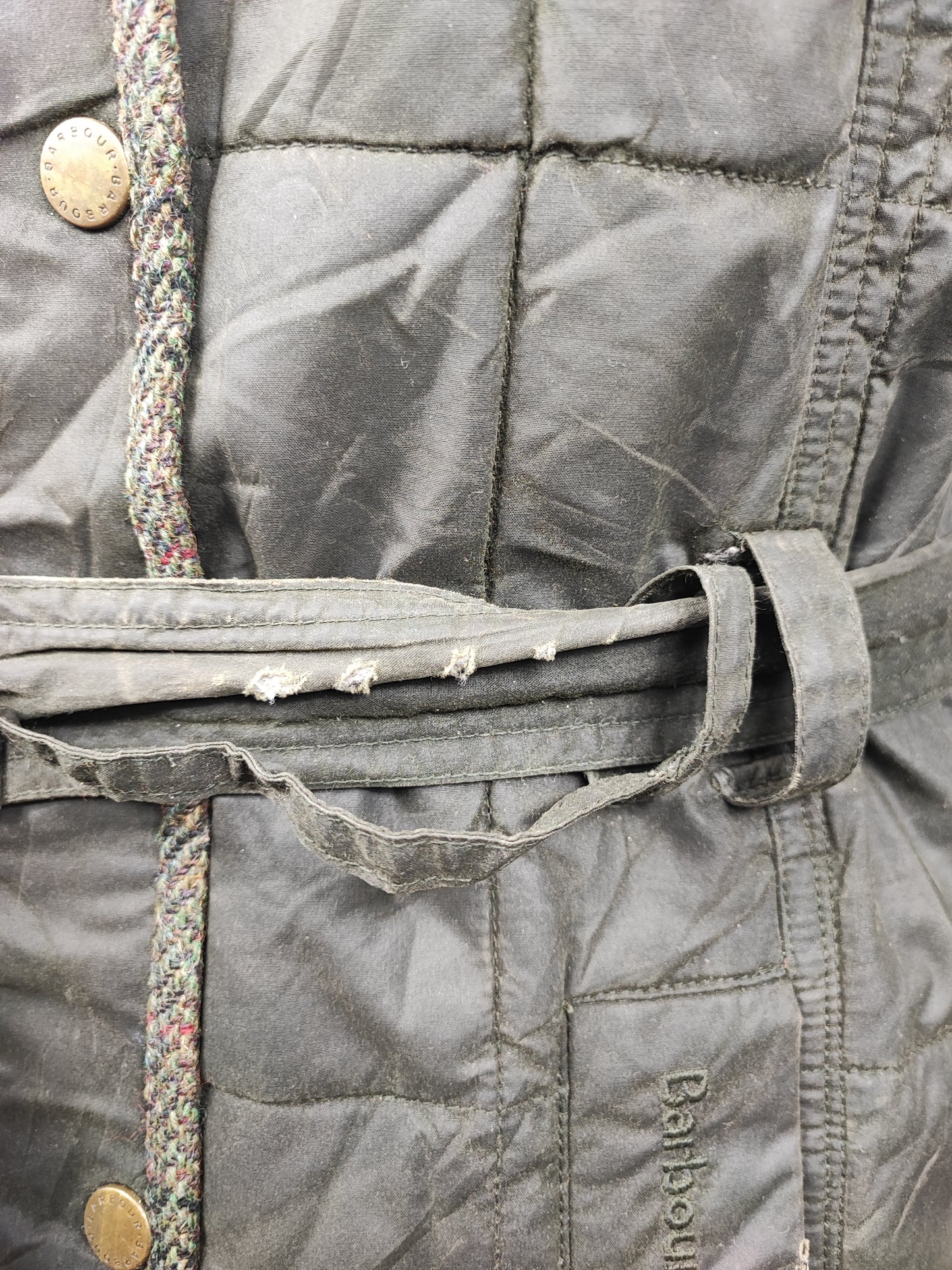 Giacca Barbour da Donna verde in cotone cerato uk 12 tg.42 Olive Lady winter coat with hood size M