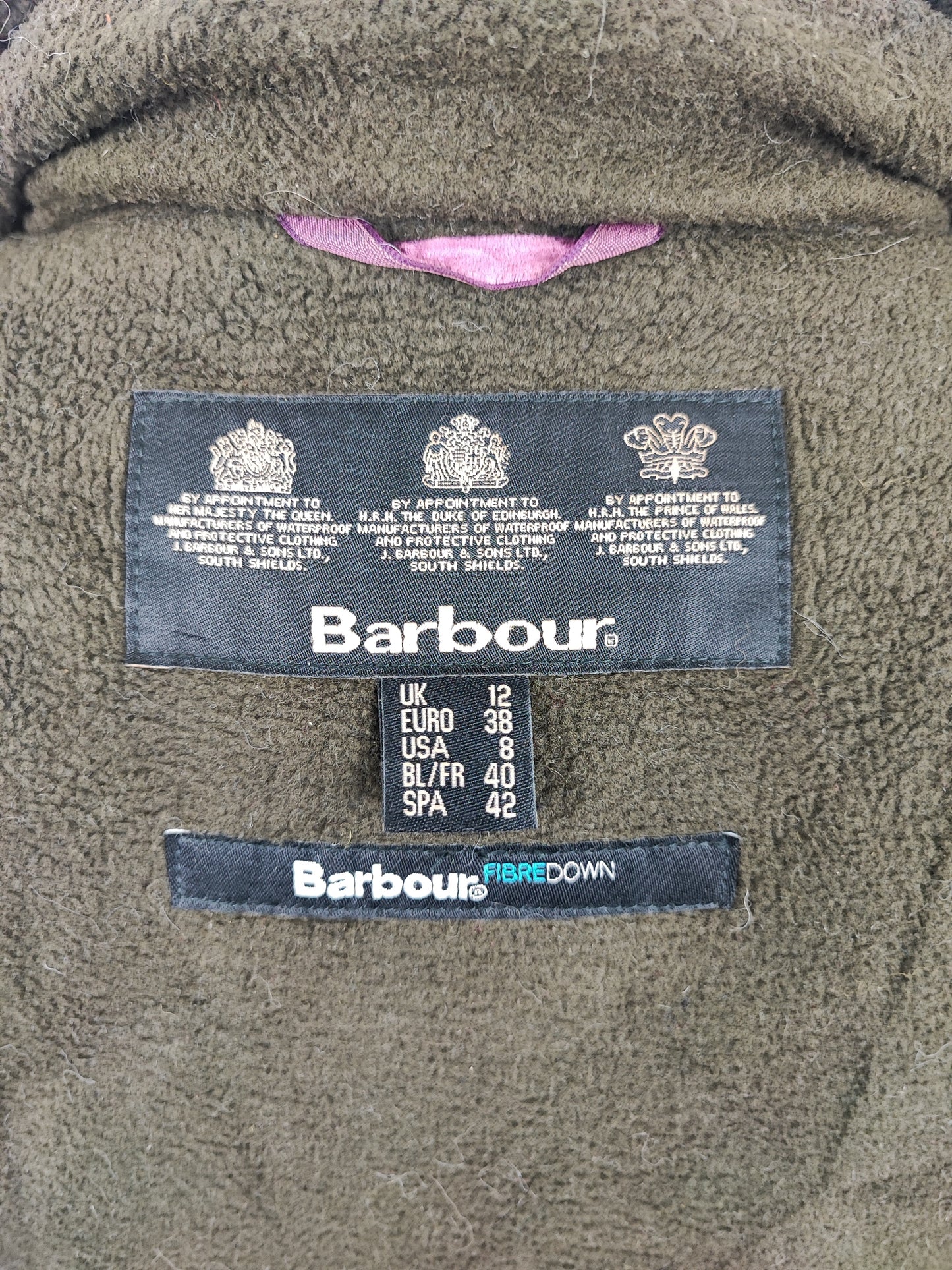 Giacca Barbour da Donna verde in cotone cerato uk 12 tg.42 Olive Lady winter coat with hood size M