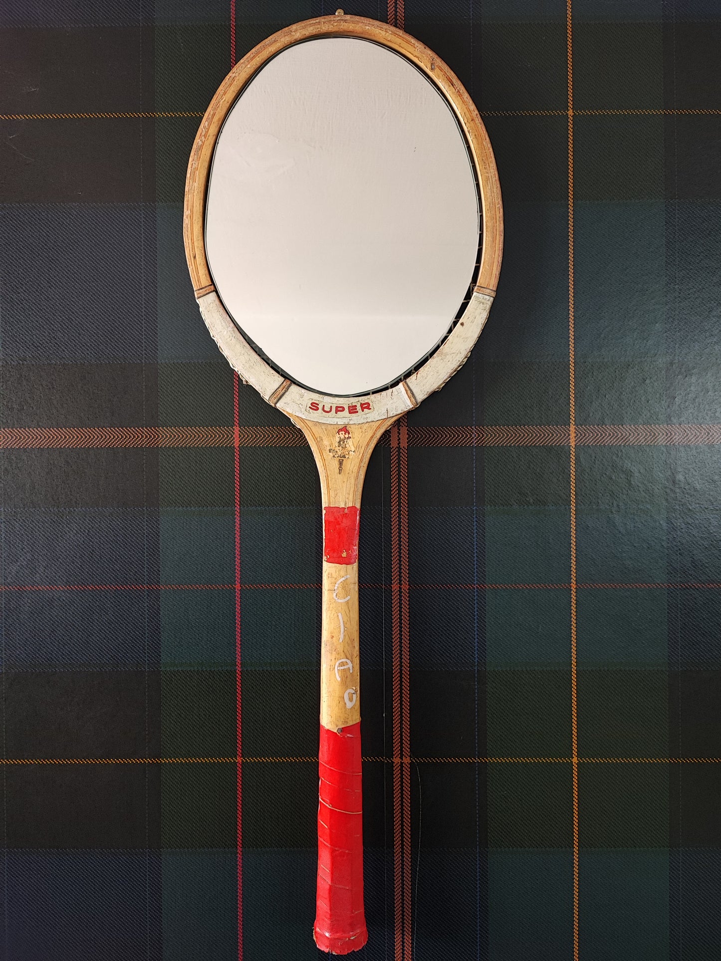 Racchetta Vintage Super in Legno con Specchio- Vintage Mirror tennis wood Racket