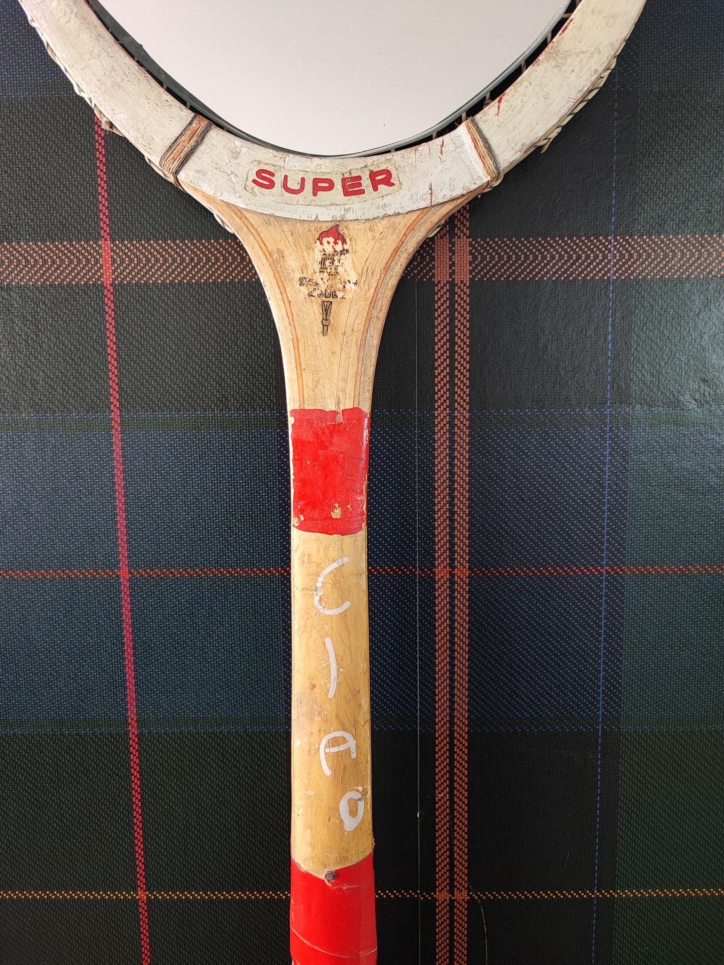 Racchetta Vintage Super in Legno con Specchio- Vintage Mirror tennis wood Racket