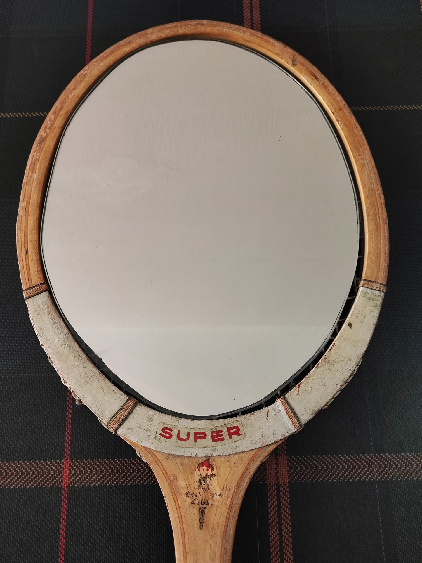 Racchetta Vintage Super in Legno con Specchio- Vintage Mirror tennis wood Racket