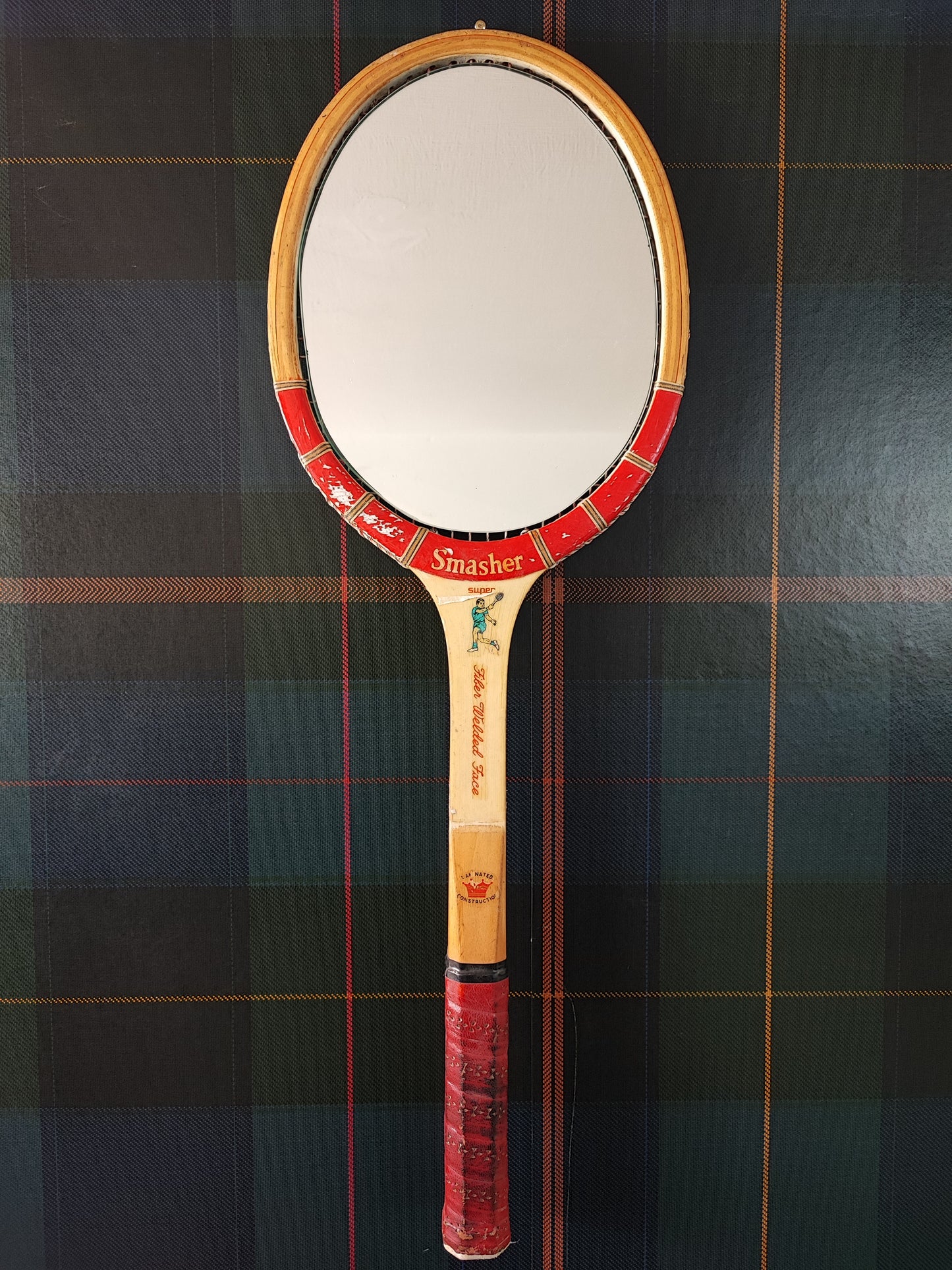 Racchetta Vintage Smasher in Legno con Specchio- Vintage Mirror tennis wood Racket - Shop In London