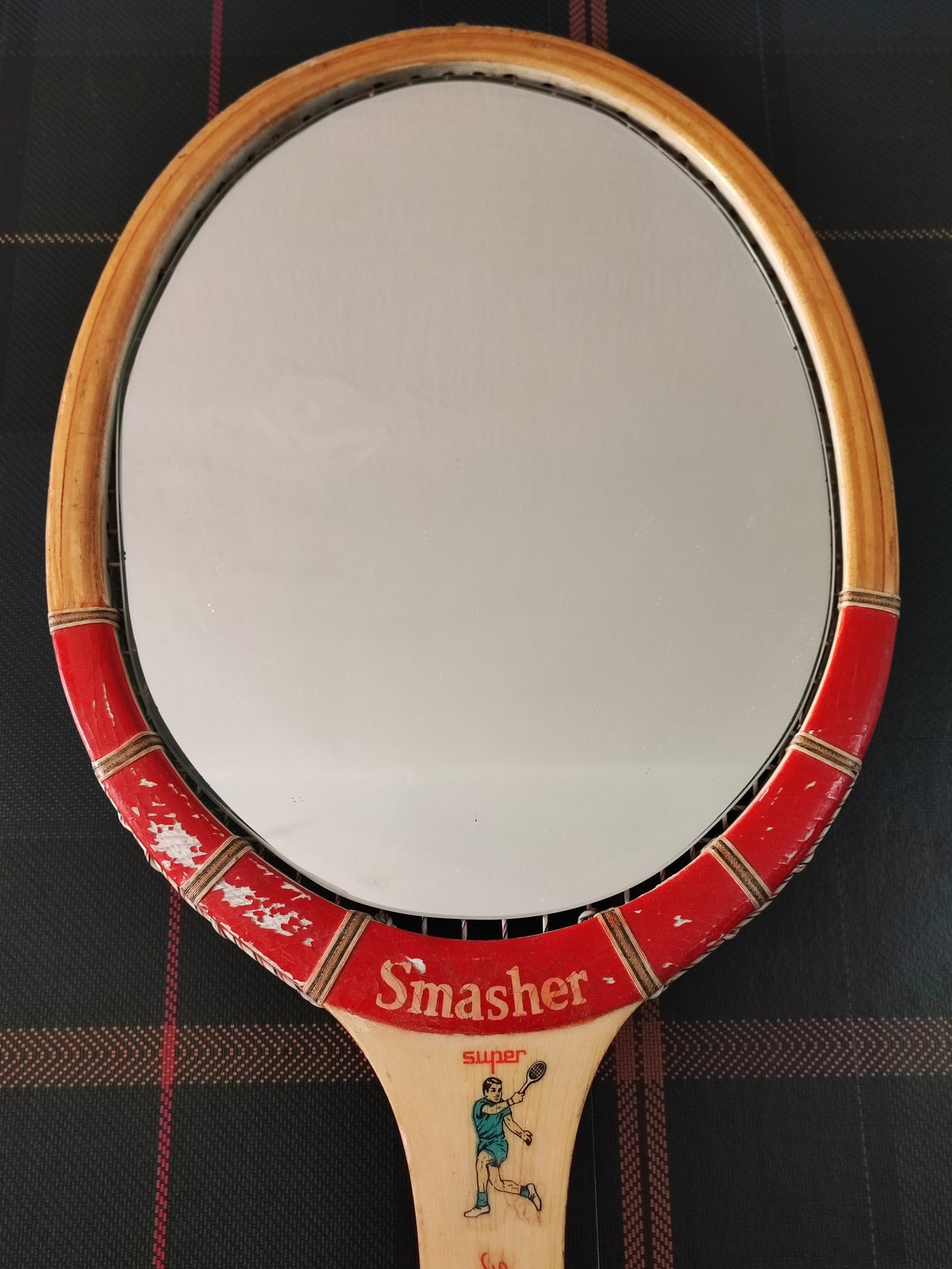 Racchetta Vintage Smasher in Legno con Specchio- Vintage Mirror tennis wood Racket - Shop In London