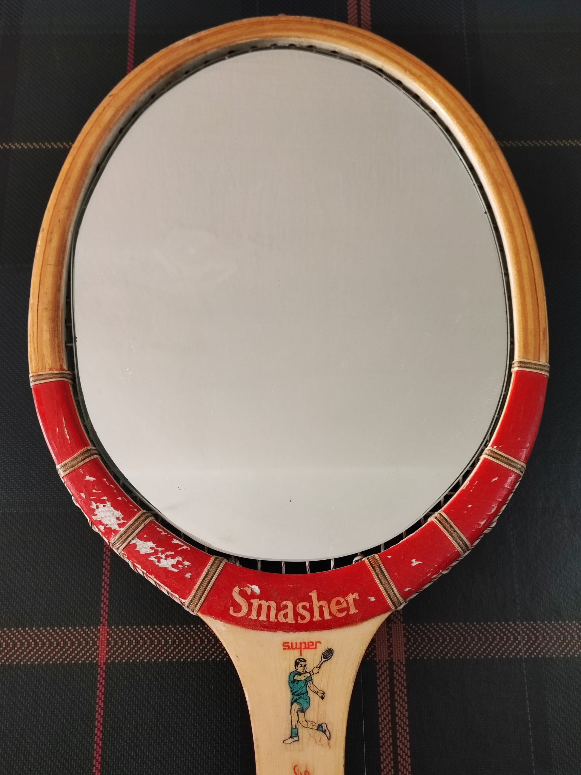 Racchetta Vintage Smasher in Legno con Specchio- Vintage Mirror tennis wood Racket - Shop In London