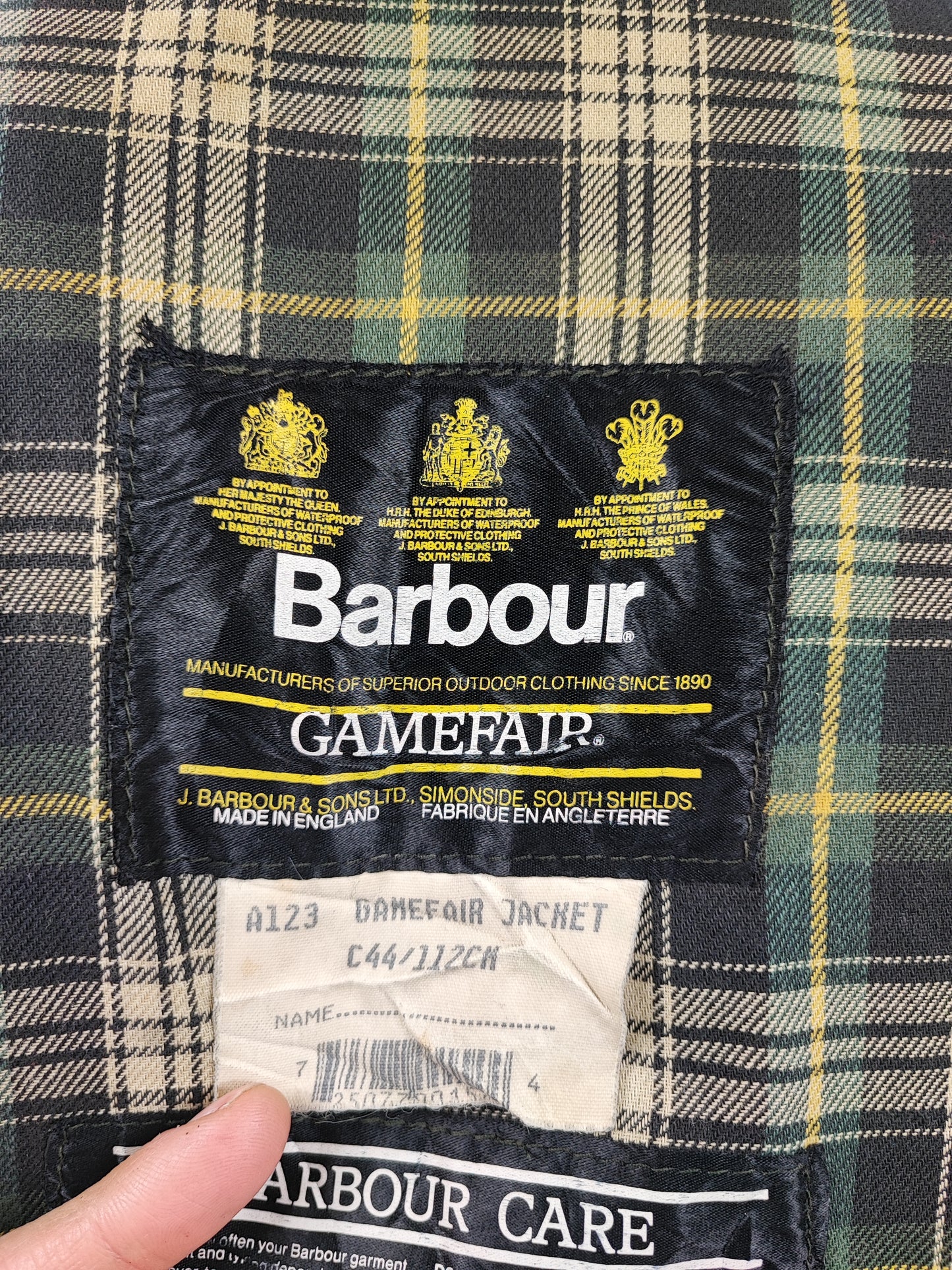 Barbour Gamefair Verde cerato C44/112 cm Man Vintage Green Wax Gamefair Jacket c44 Large/XL