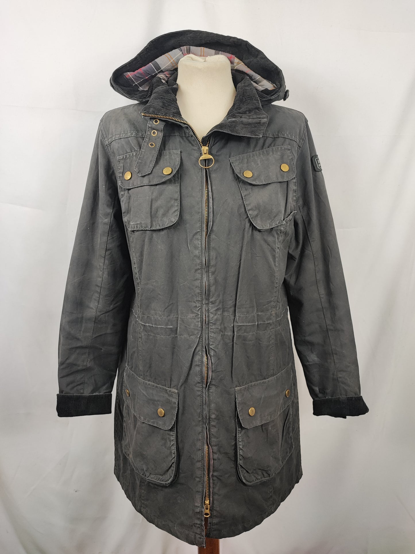 Giacca Barbour International Donna Medium UK12 -Lady International Black  Jacket UK12 Size M