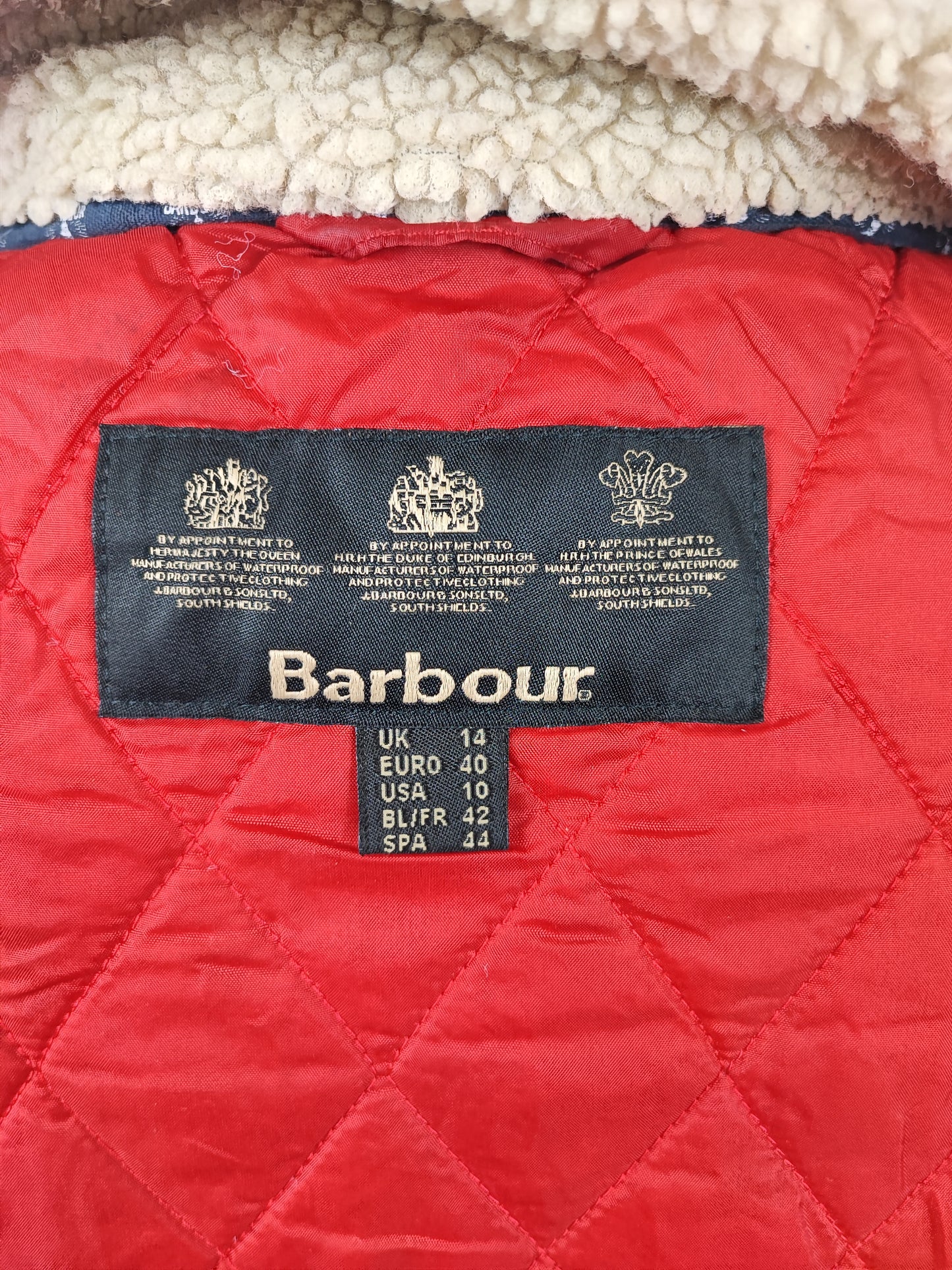 Giacca Barbour blu Donna Medium UK14 -Lady Crevasse Wax Jacket UK14 Size M