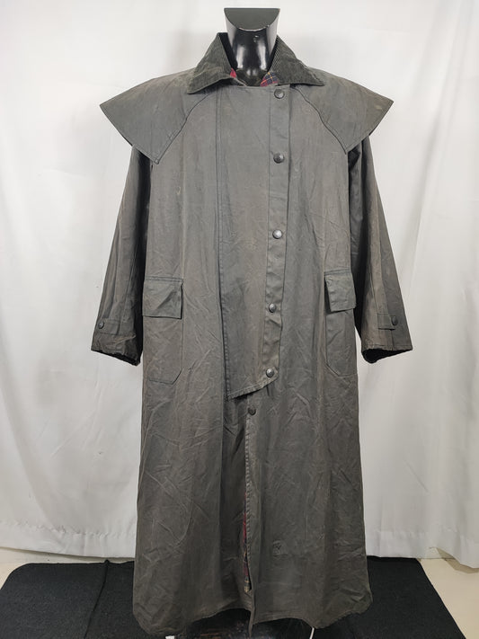 RARO Cappotto Barbour Stockman Nero Lungo C38 Man Black wax Long Coat Size Medium