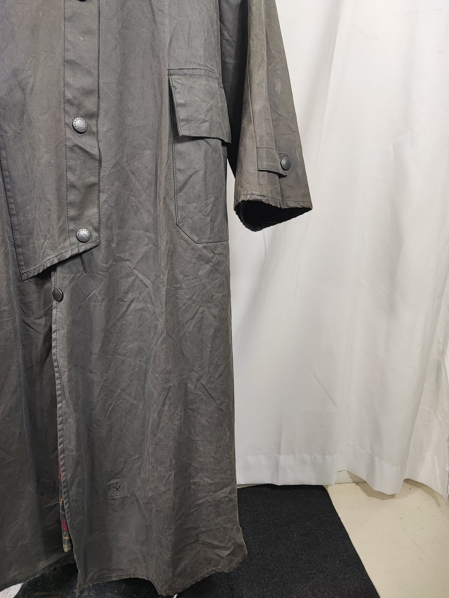 RARO Cappotto Barbour Stockman Nero Lungo C38 Man Black wax Long Coat Size Medium