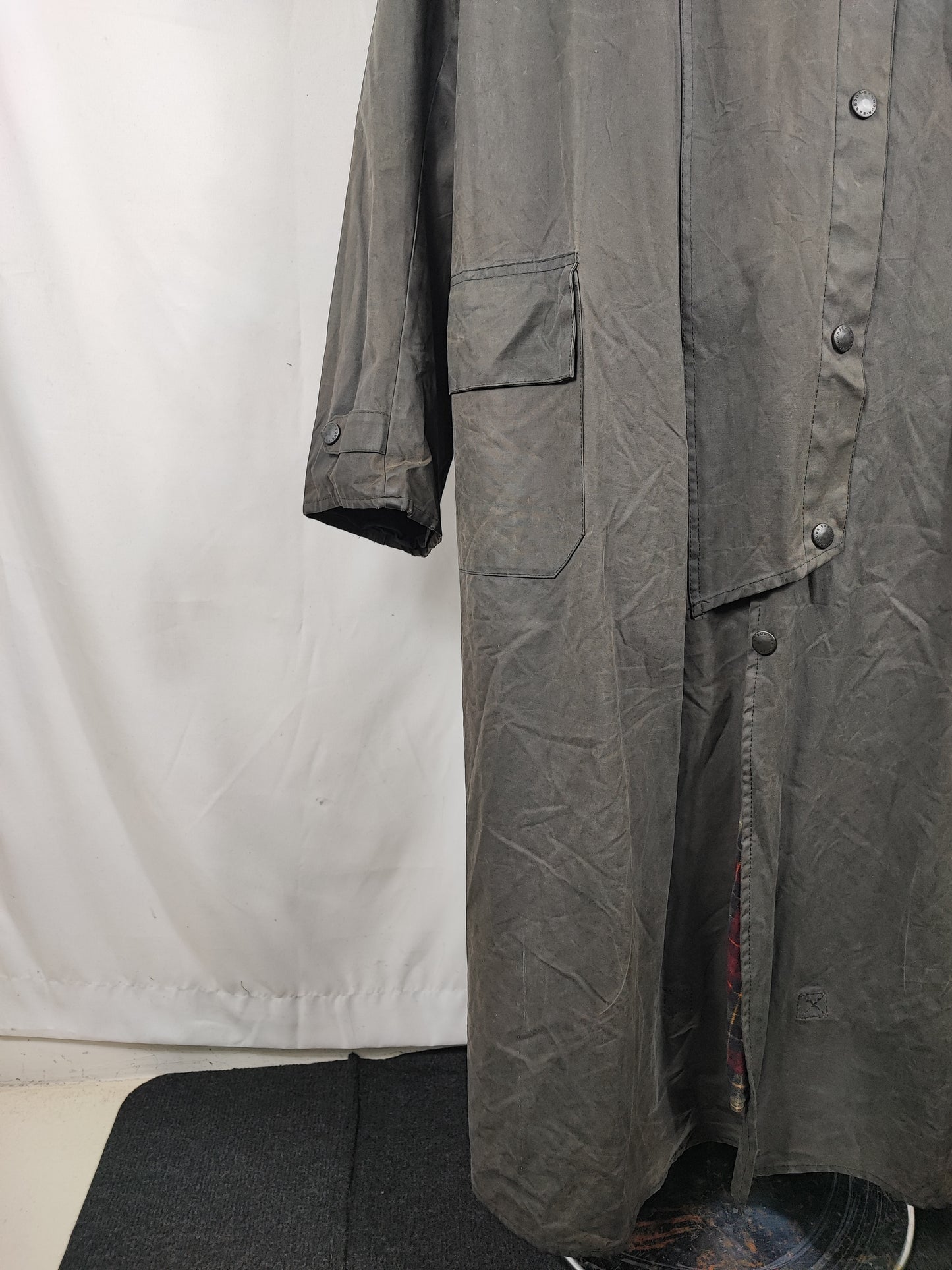 RARO Cappotto Barbour Stockman Nero Lungo C38 Man Black wax Long Coat Size Medium