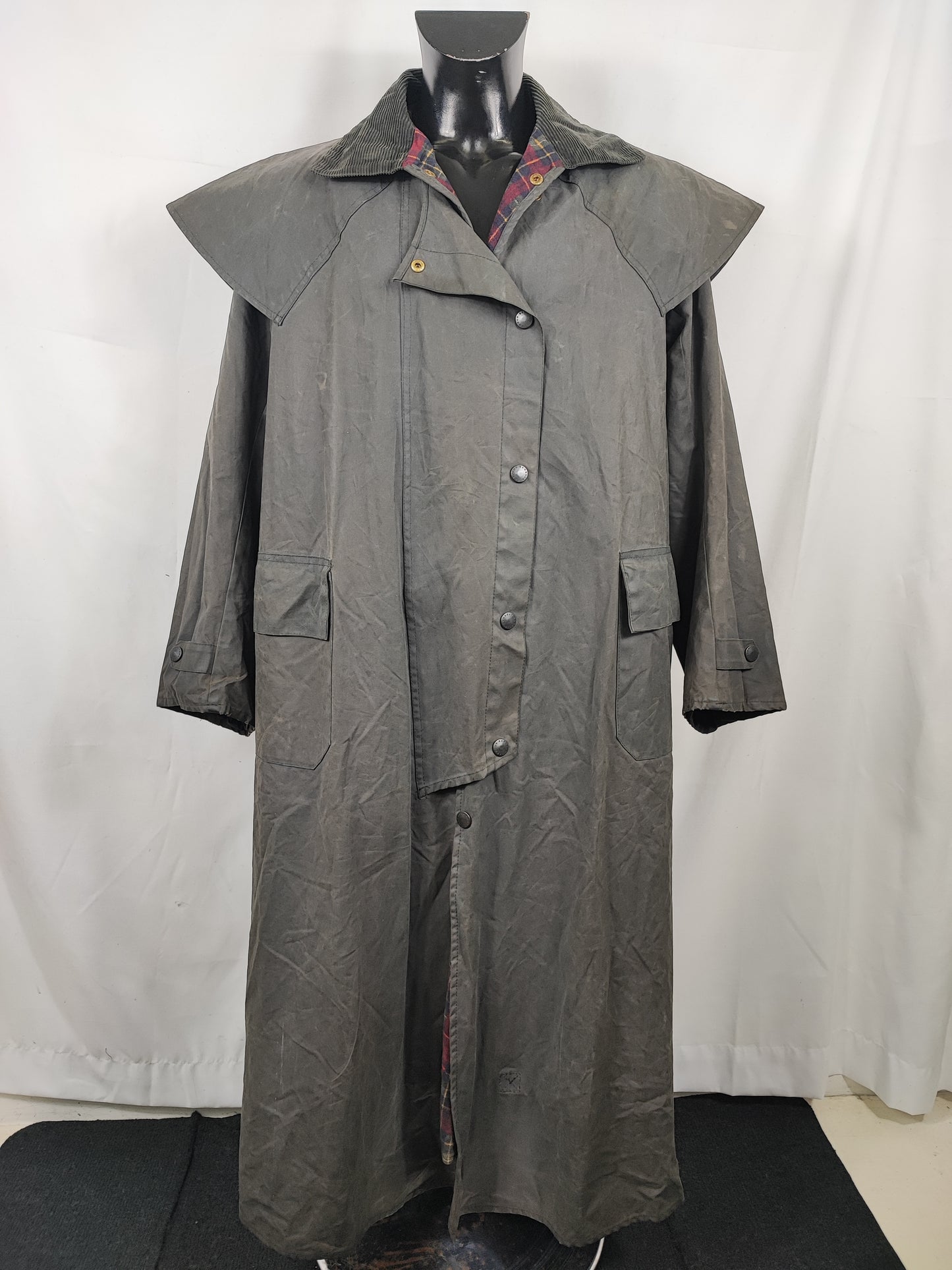 RARO Cappotto Barbour Stockman Nero Lungo C38 Man Black wax Long Coat Size Medium