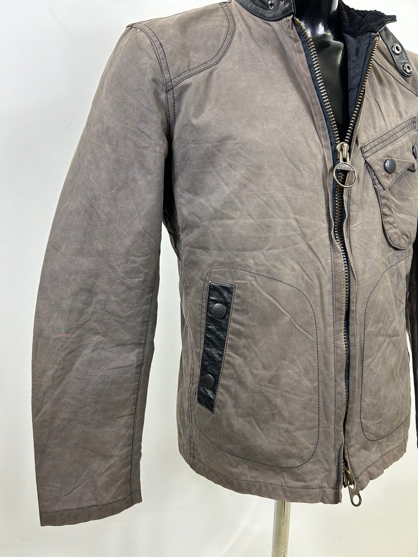 Giacca Barbour International da uomo corta grigia Small -Man Short Greenham Wax Jacket S