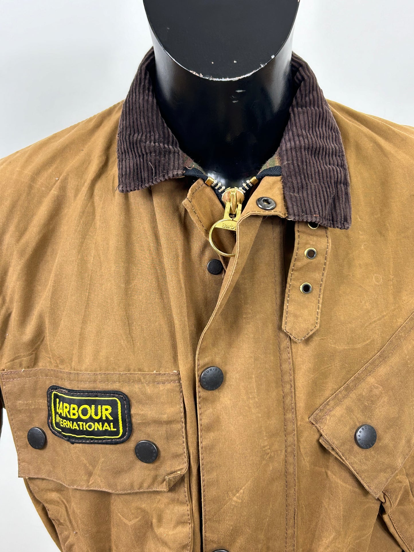 GIacca Barbour International da uomo marrone chiaro c38/97cm-Man Motorcycle brown jacket size S/Ml