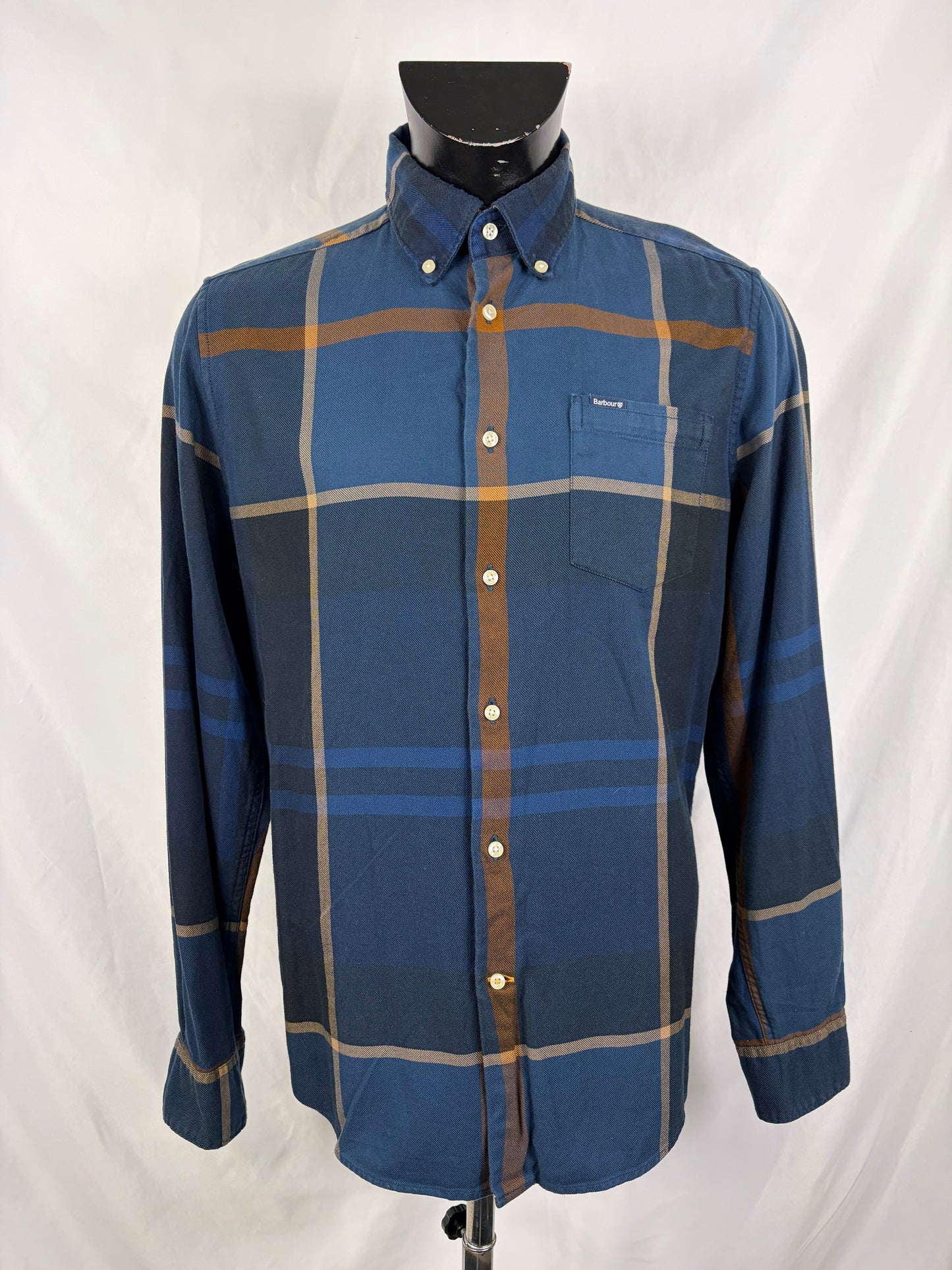 Camicia Barbour da uomo blu in tartan in cotone taglia Medium - Shop In London