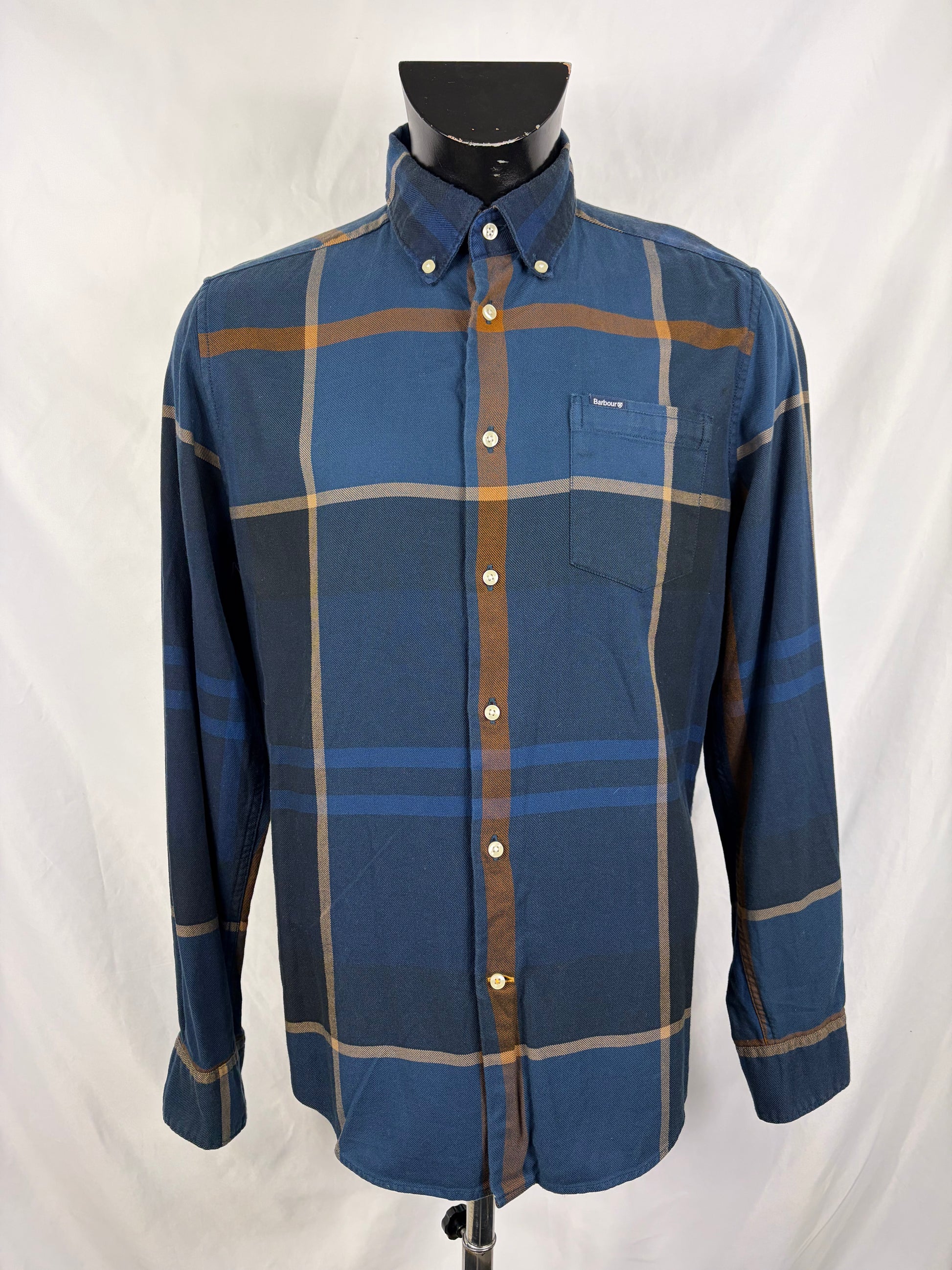 Camicia Barbour da uomo blu in tartan in cotone taglia Medium - Shop In London