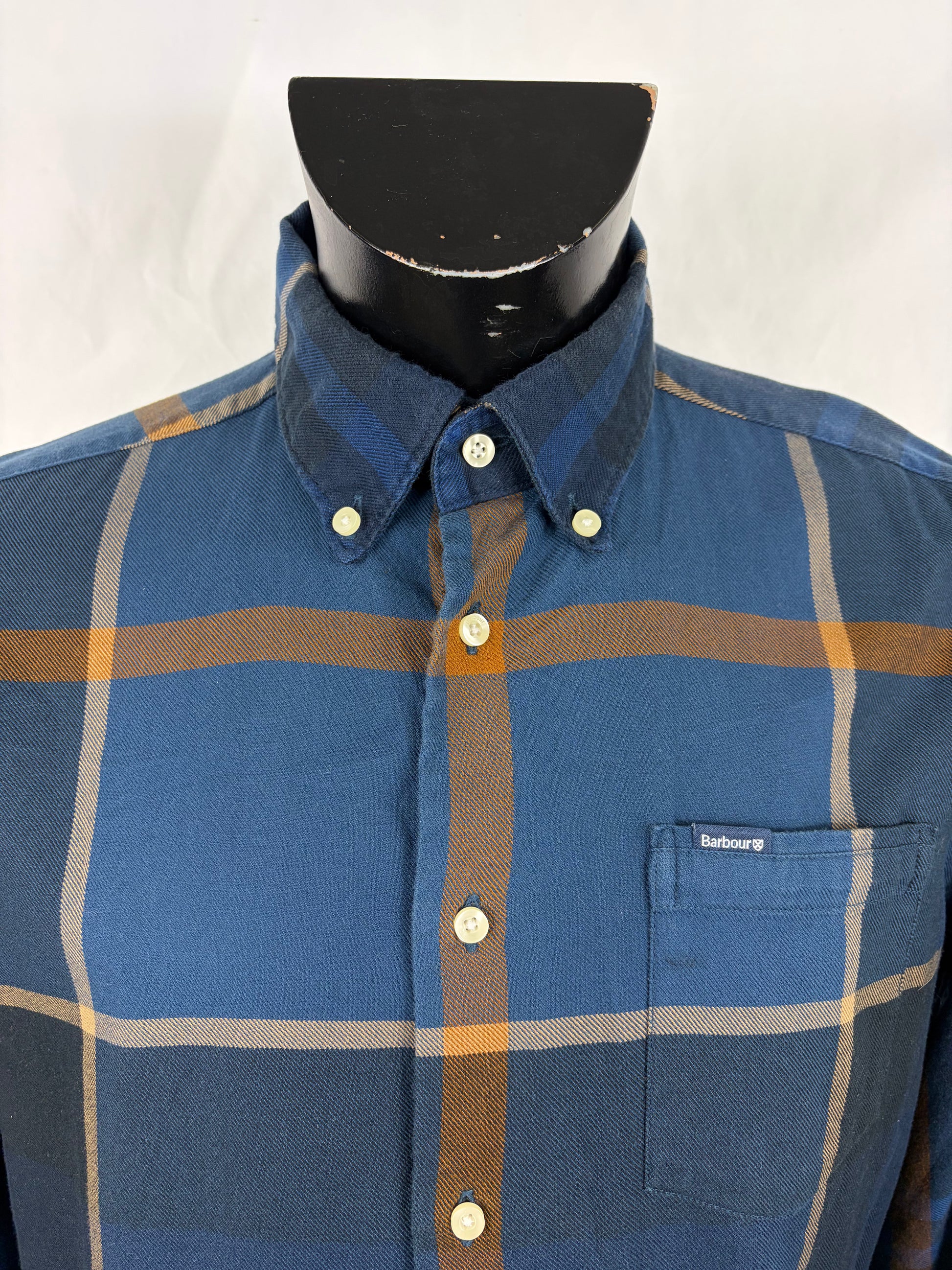 Camicia Barbour da uomo blu in tartan in cotone taglia Medium - Shop In London