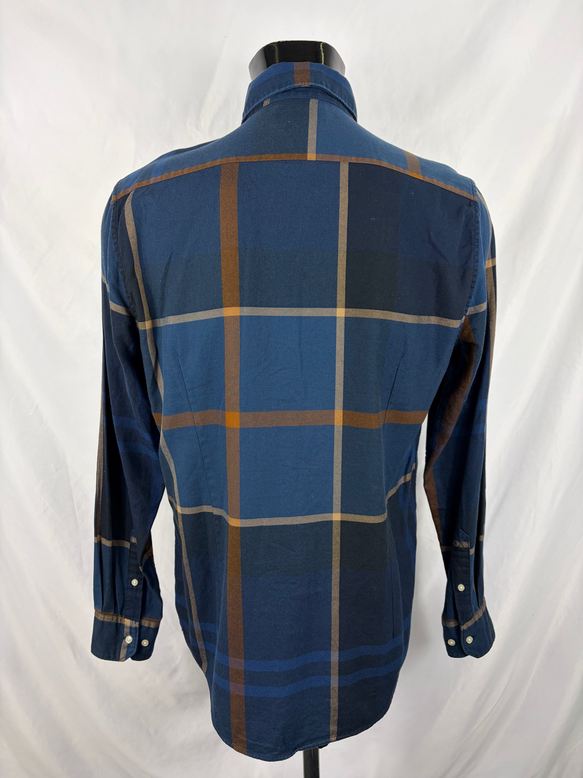 Camicia Barbour da uomo blu in tartan in cotone taglia Medium - Shop In London