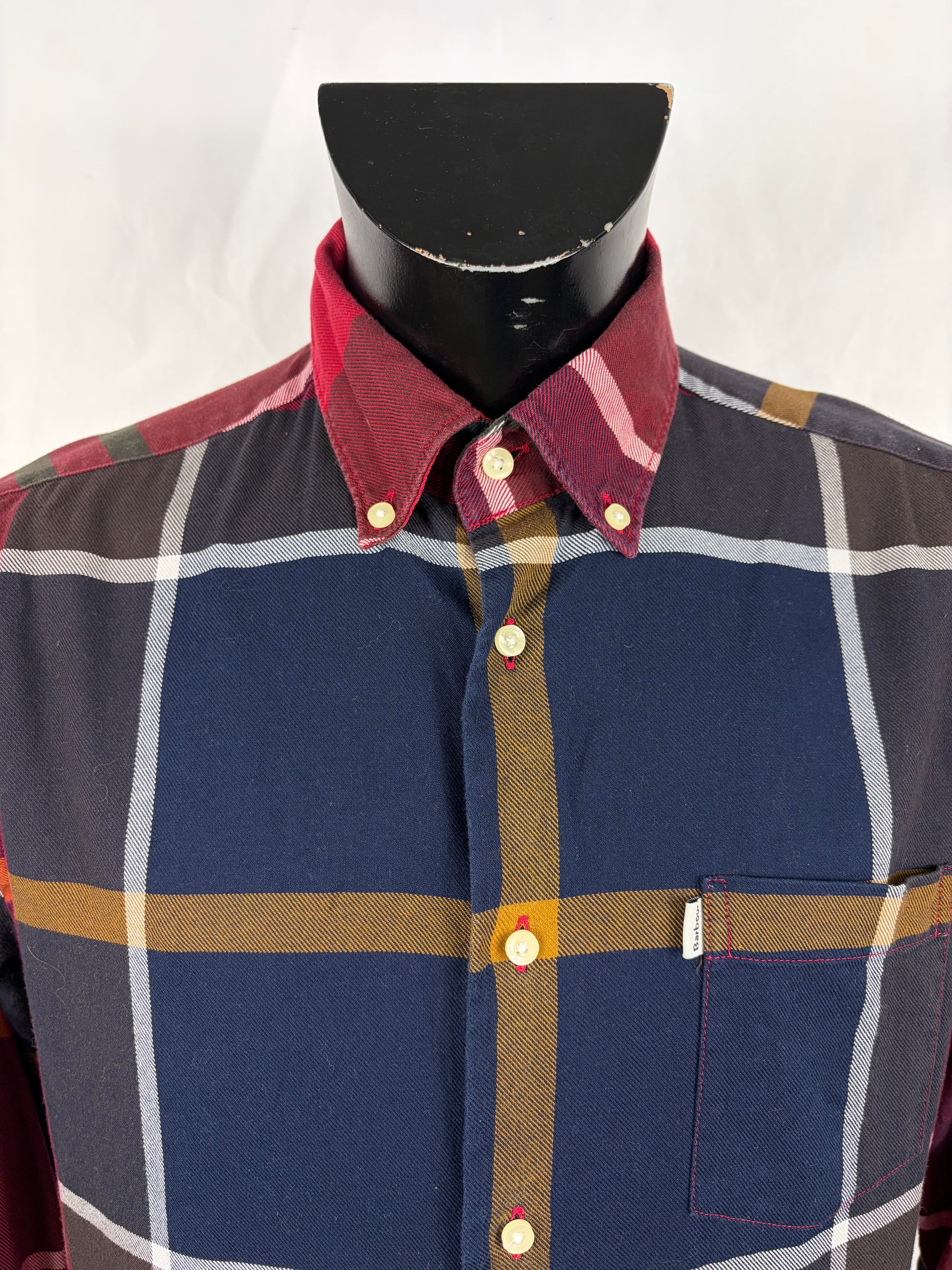 Camicia Barbour da uomo rosso in tartan in cotone taglia Medium - Shop In London