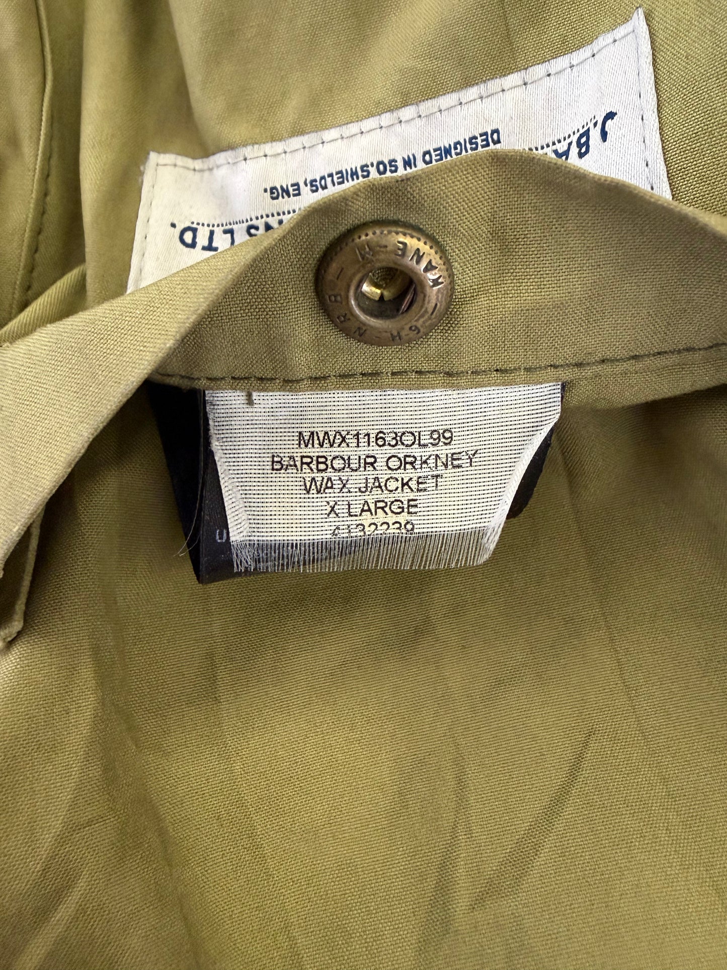 Giacca Barbour Verde da uomo cerata Orkney XL - Man Green Wax cotton jacket size Xlarge - Shop In London