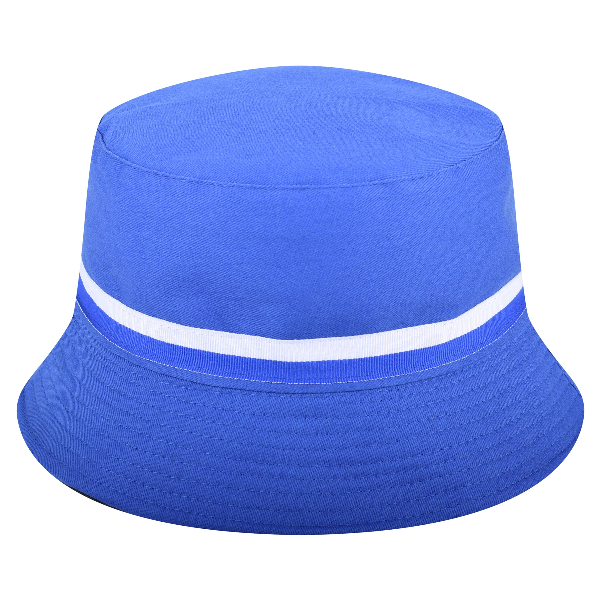 Cappello alla pescatora inglese in cotone di colore blu con banda bianca - Shop In London