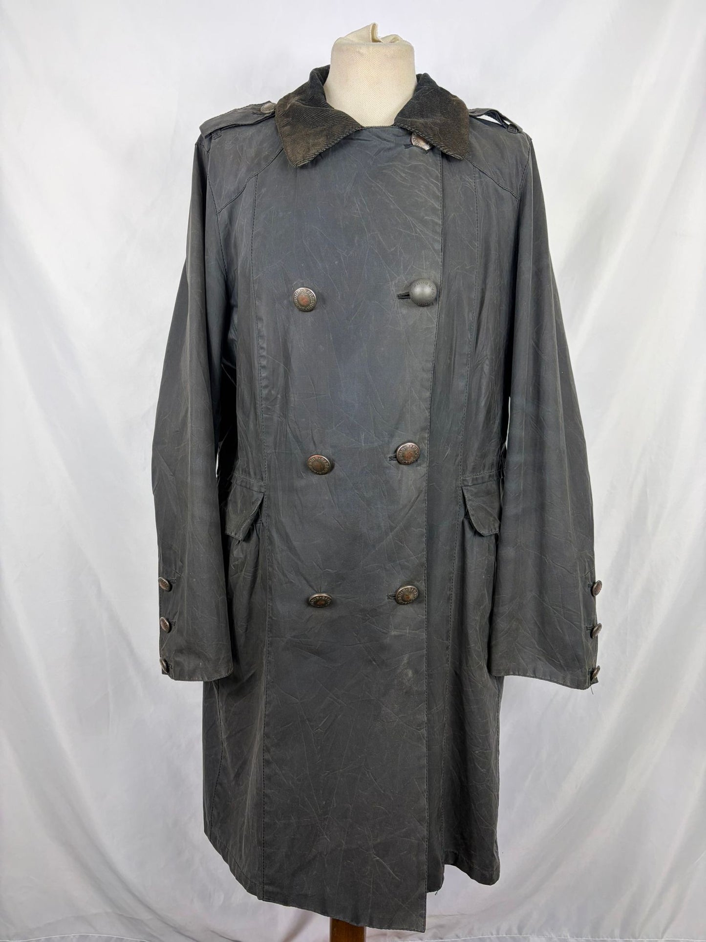 Trench Barbour blu donna modello Addington  Uk16 Navy wax lady trench uk16 tg. 44/46
