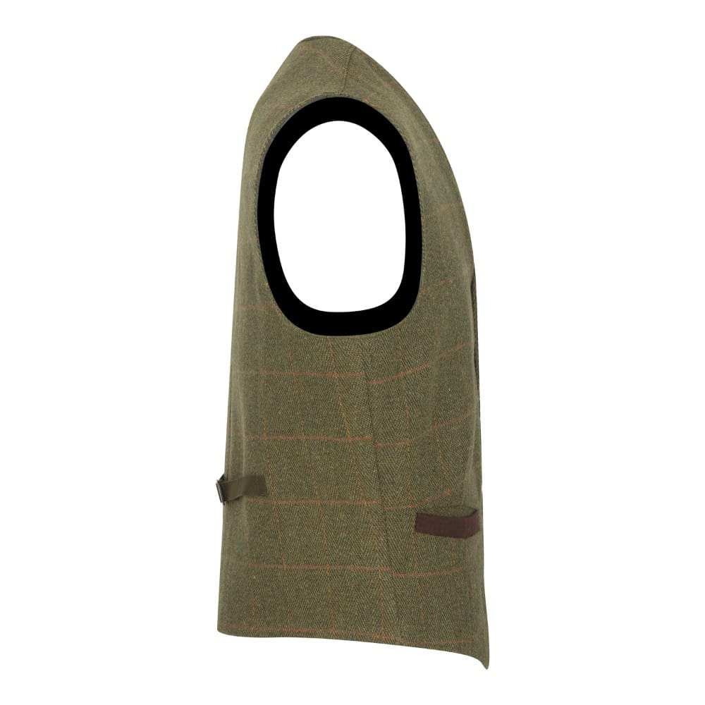 Gilet nuovo da uomo in tweed verde scuro con bottoni - Derby Tweed Alcott Waistcoat Dark Sage